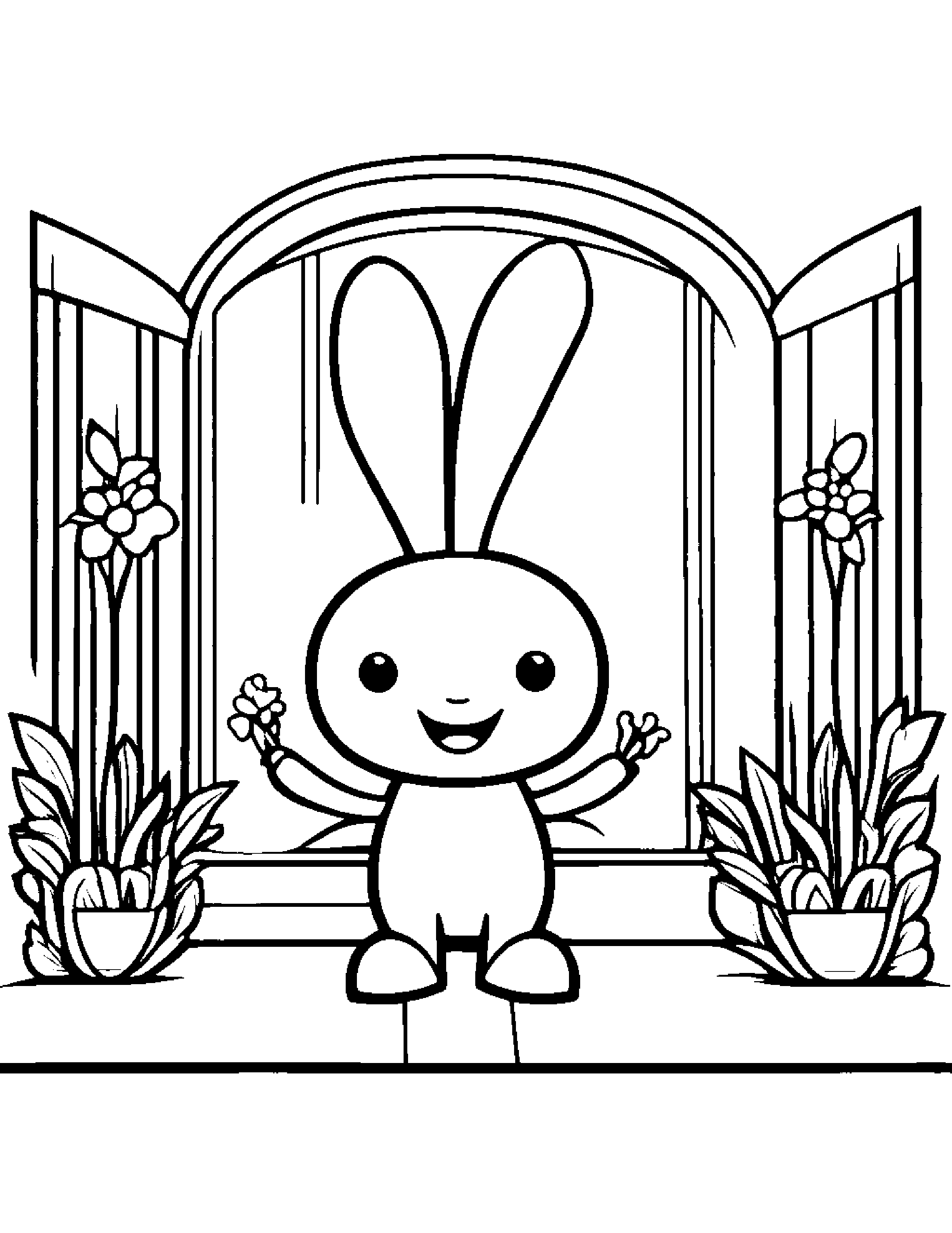 Carrot With A Small Flower On A Music Stage Coloring Page (Free Printable PDF)
