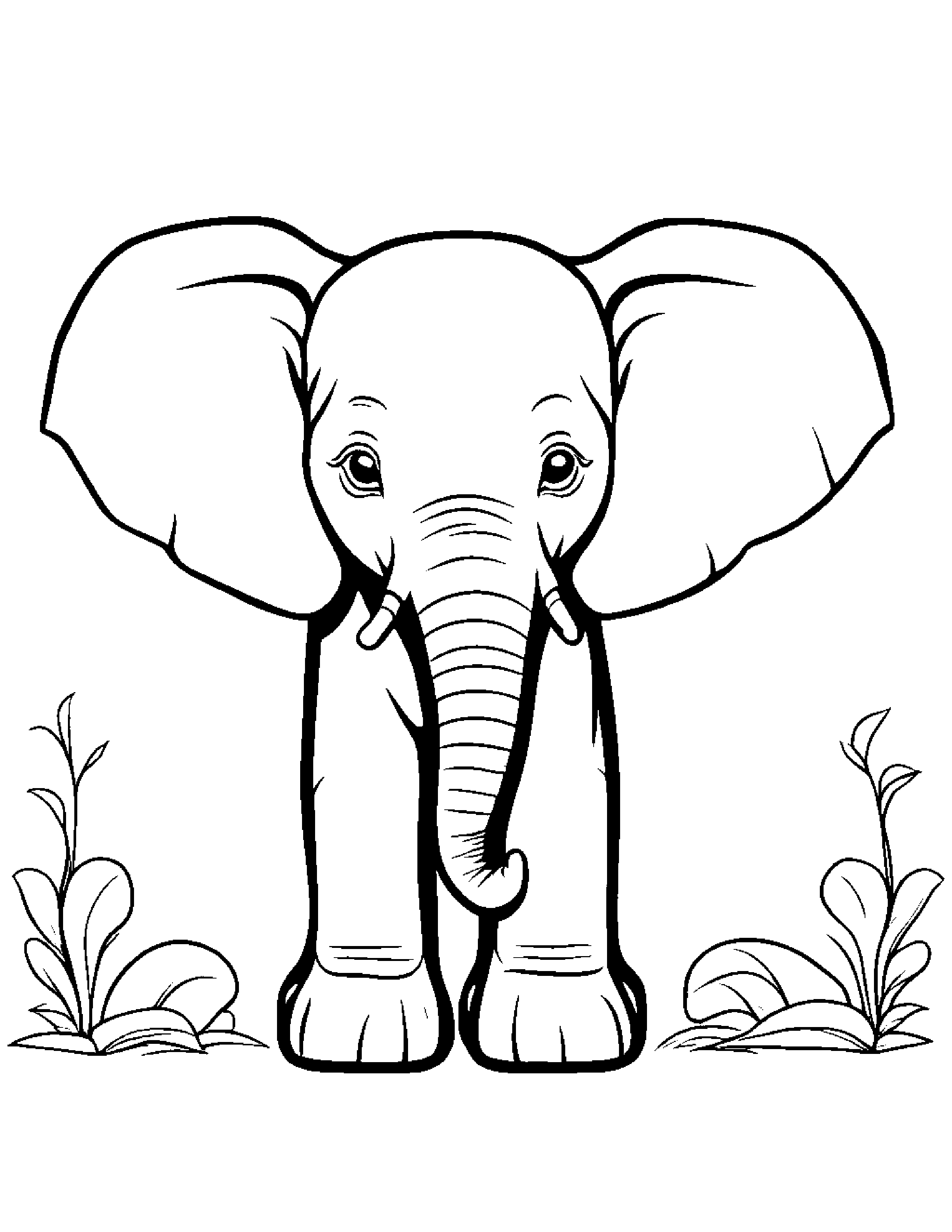 Cozy Elephant Calf #2 Coloring Page (Free Printable PDF)