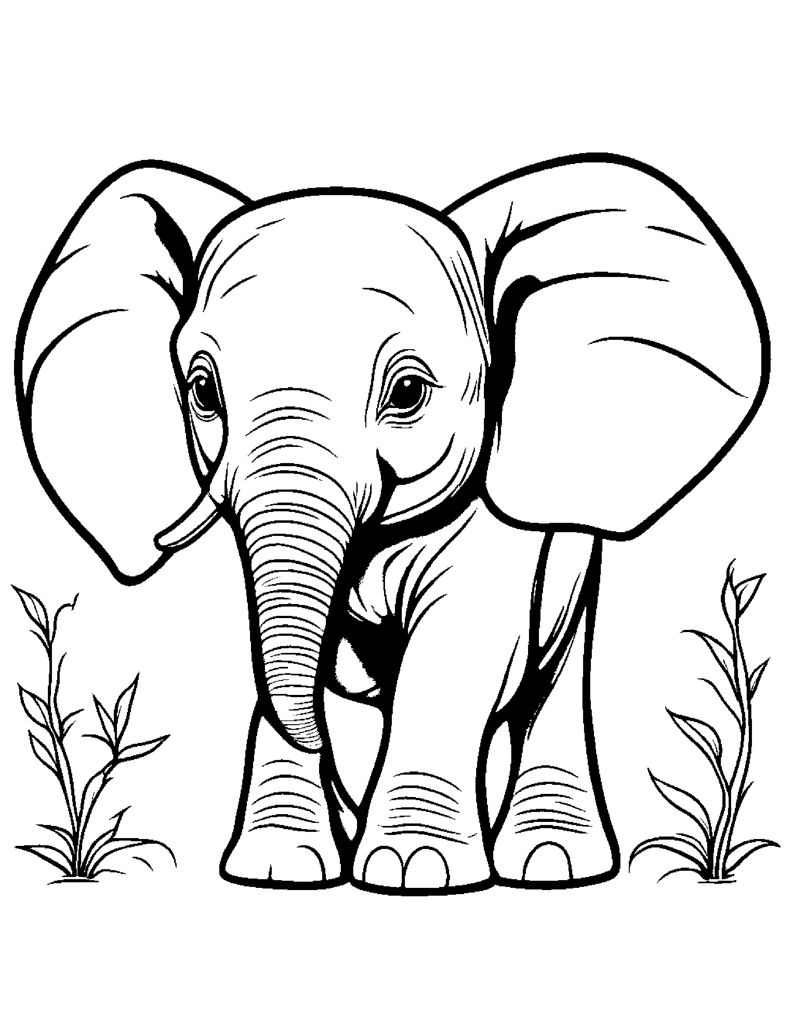 Cozy Elephant Calf #3 Coloring Page (Free Printable PDF)