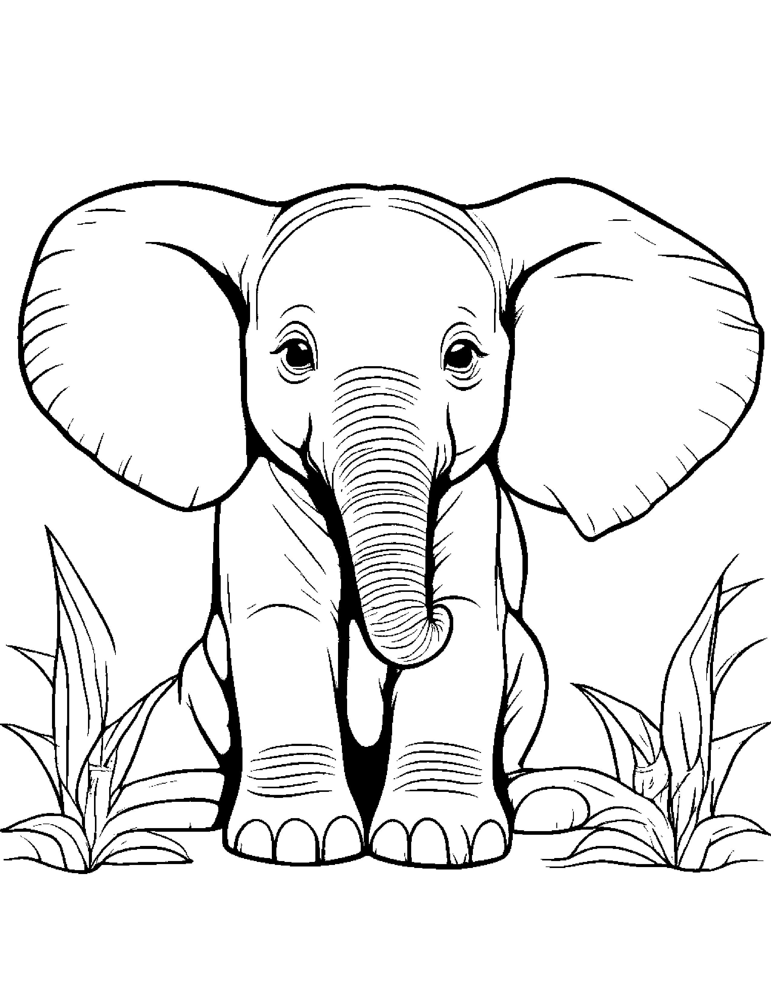 Cozy Elephant Calf Coloring Page (Free Printable PDF)
