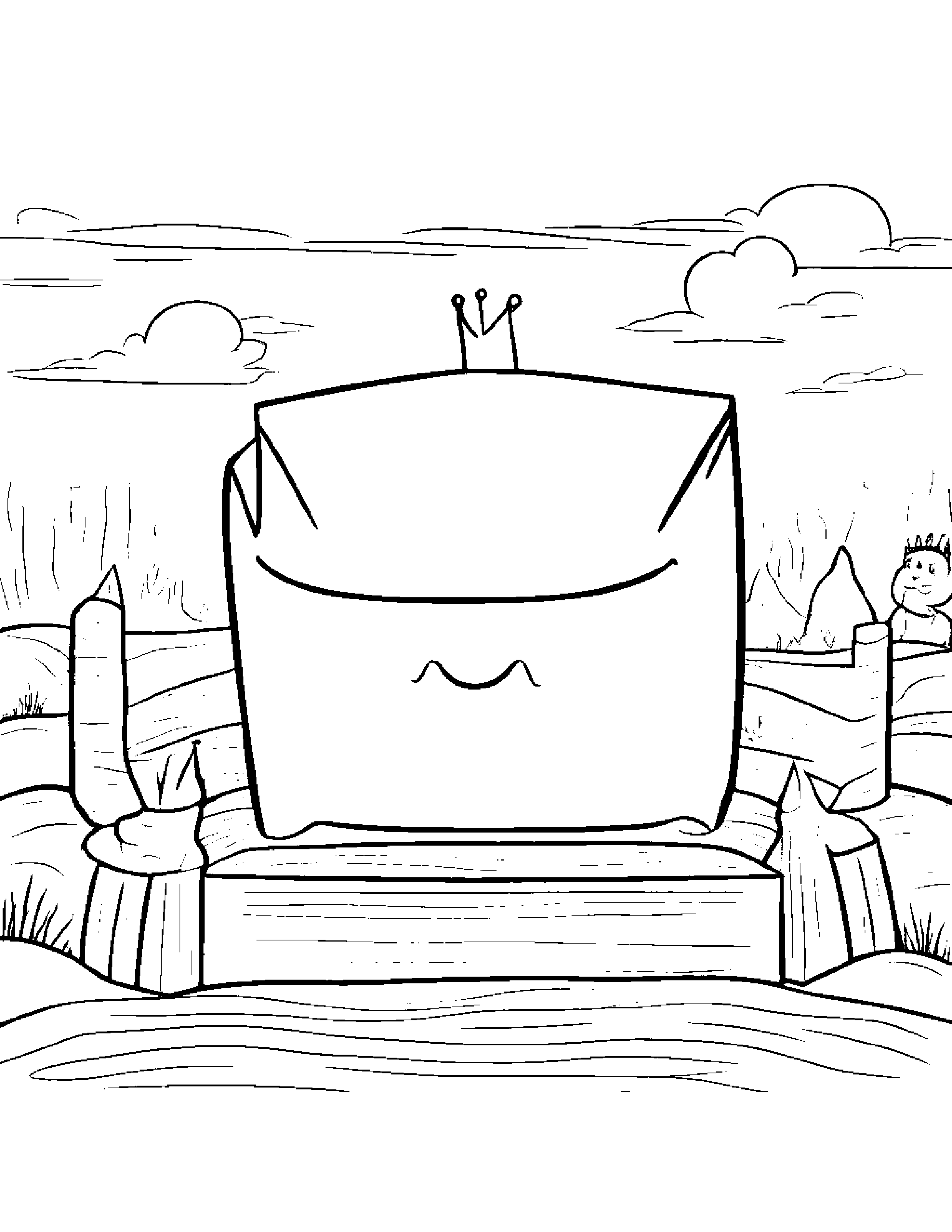 Crown Making Silly Faces Beside A Sandbox #2 Coloring Page (Free Printable PDF)