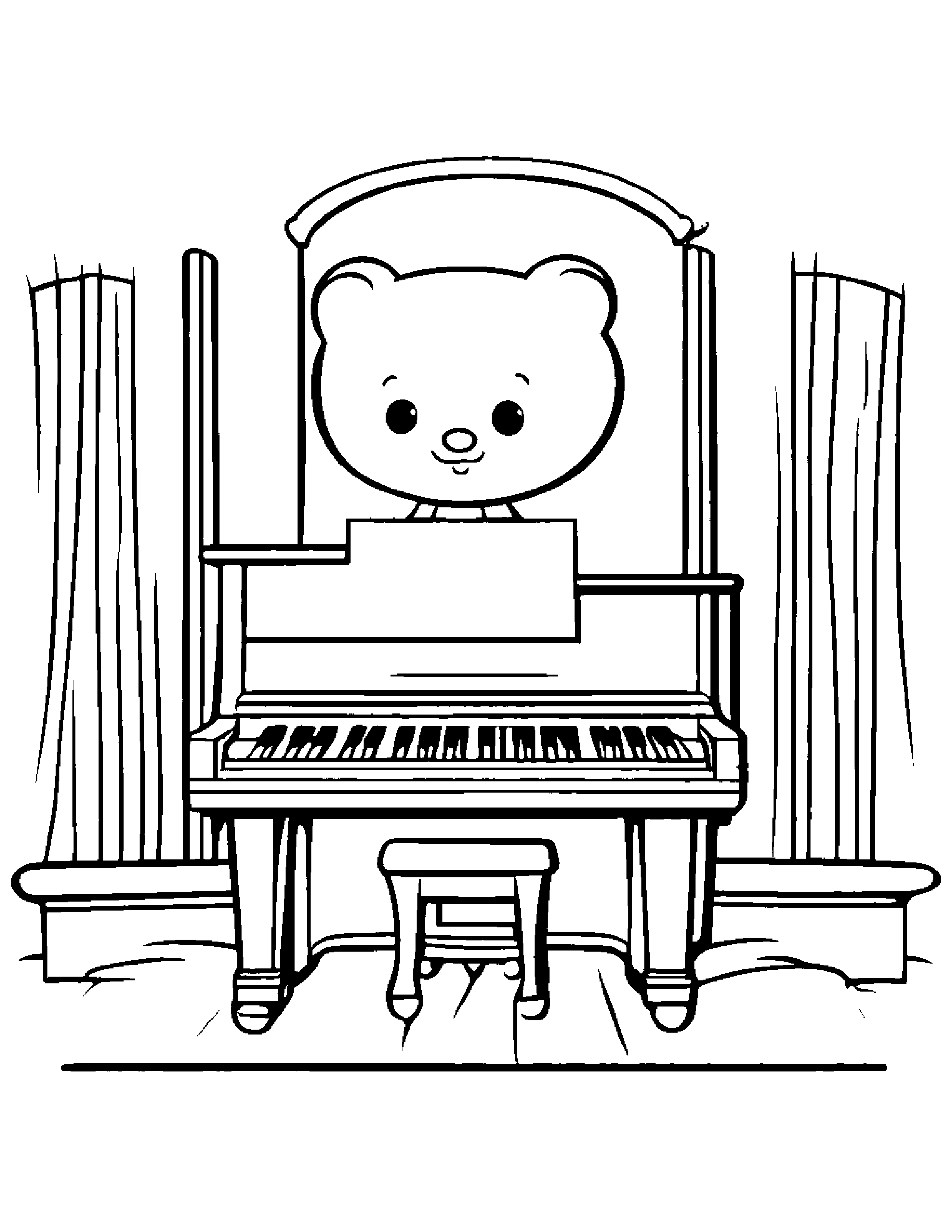 Cuddly Piano #2 Coloring Page (Free Printable PDF)