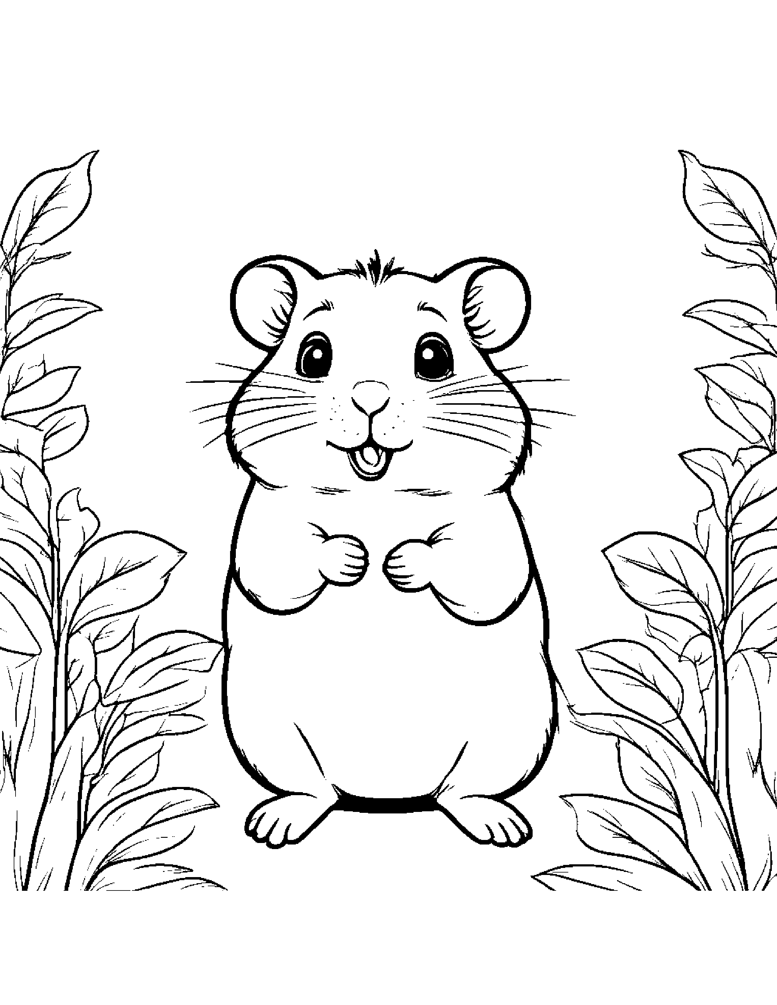 Curious Hamster Singing #2 Coloring Page (Free Printable PDF)