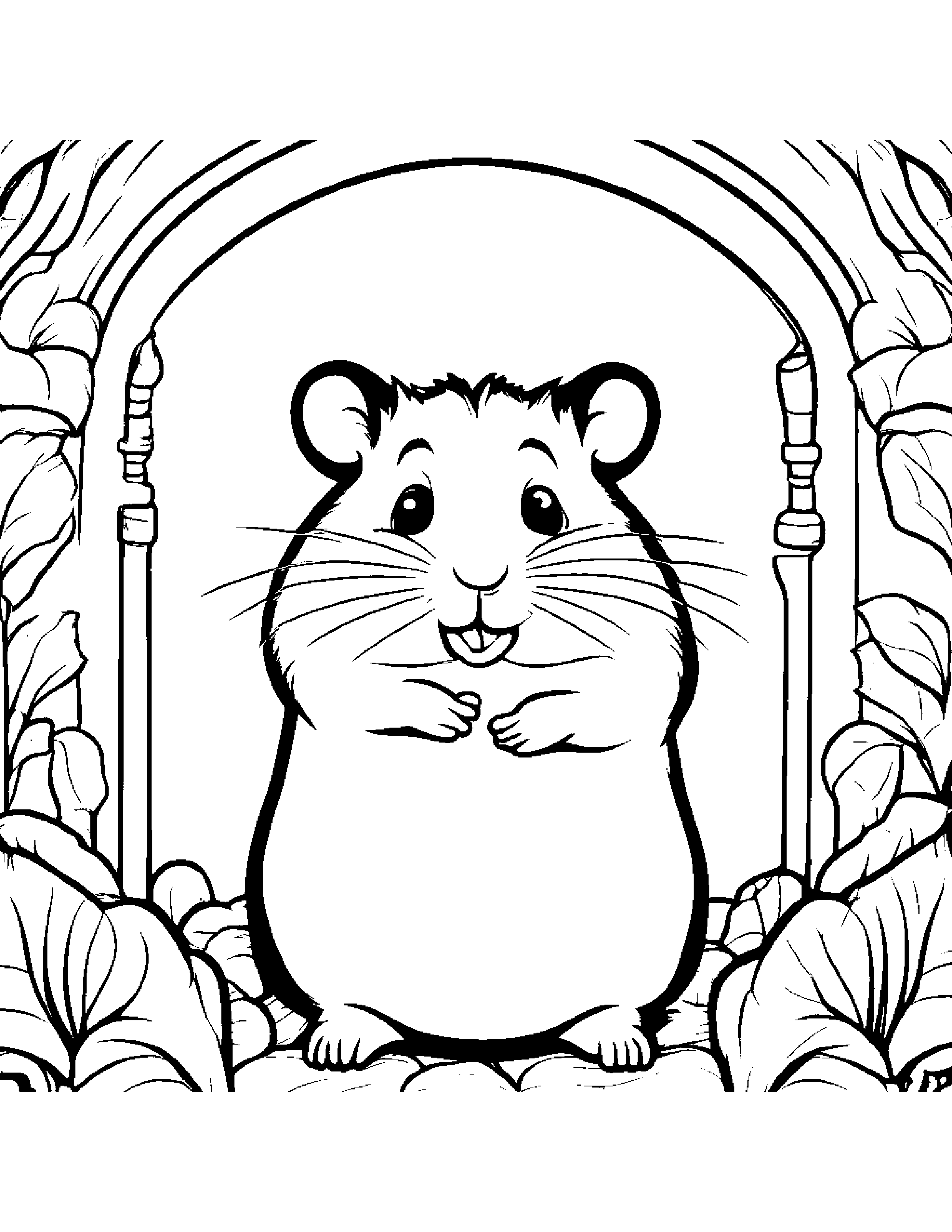 Curious Hamster Singing #3 Coloring Page (Free Printable PDF)