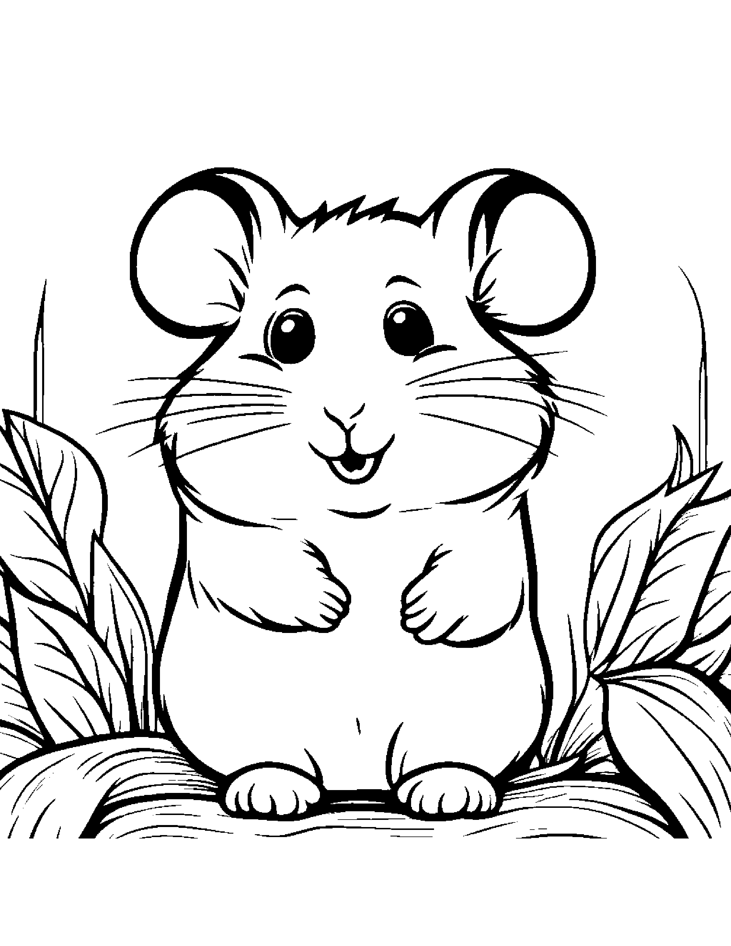 Curious Hamster Singing #4 Coloring Page (Free Printable PDF)