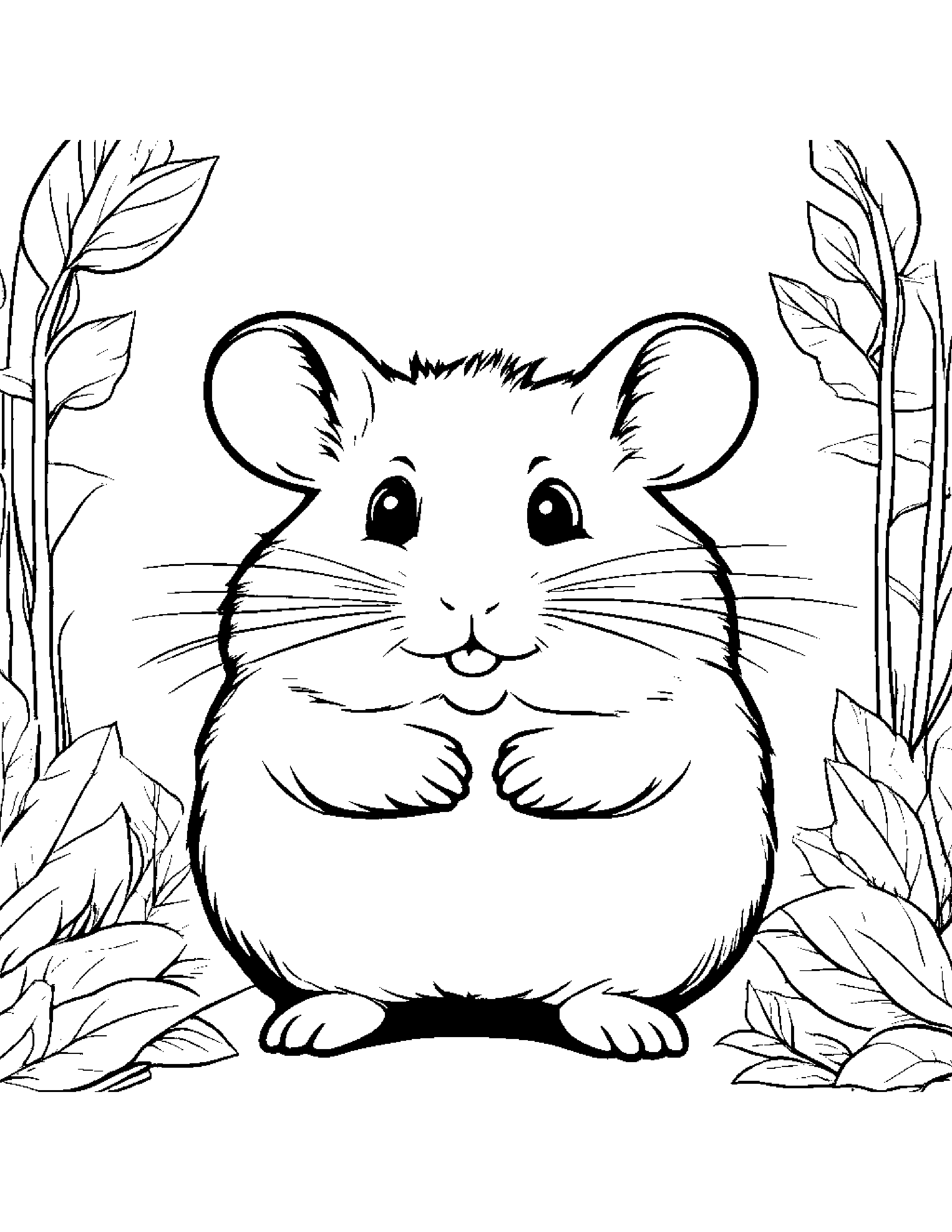 Curious Hamster Singing #5 Coloring Page (Free Printable PDF)