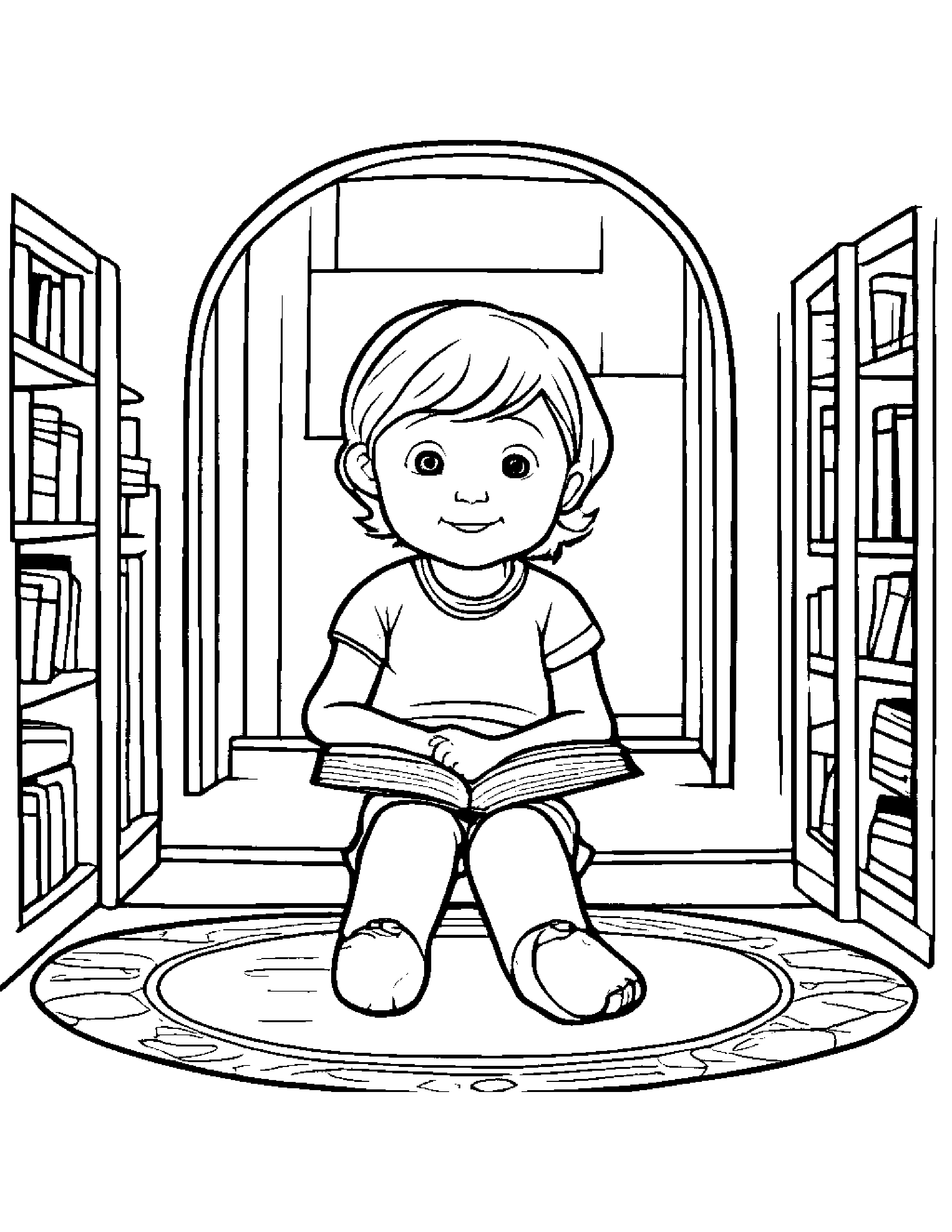 Curious Tambourine By A Reading Nook Coloring Page (Free Printable PDF)