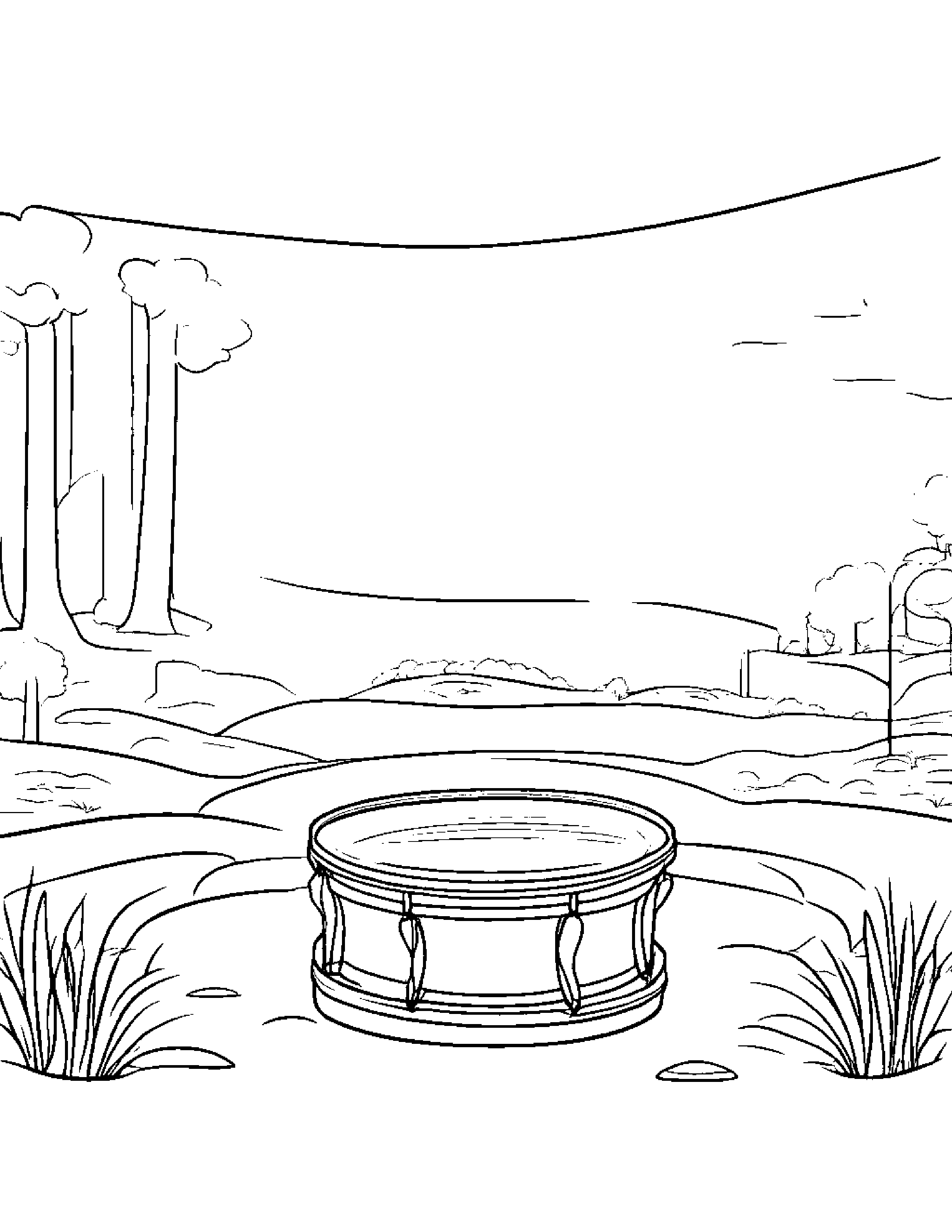 Drum Counting Beside A Sandbox #2 Coloring Page (Free Printable PDF)
