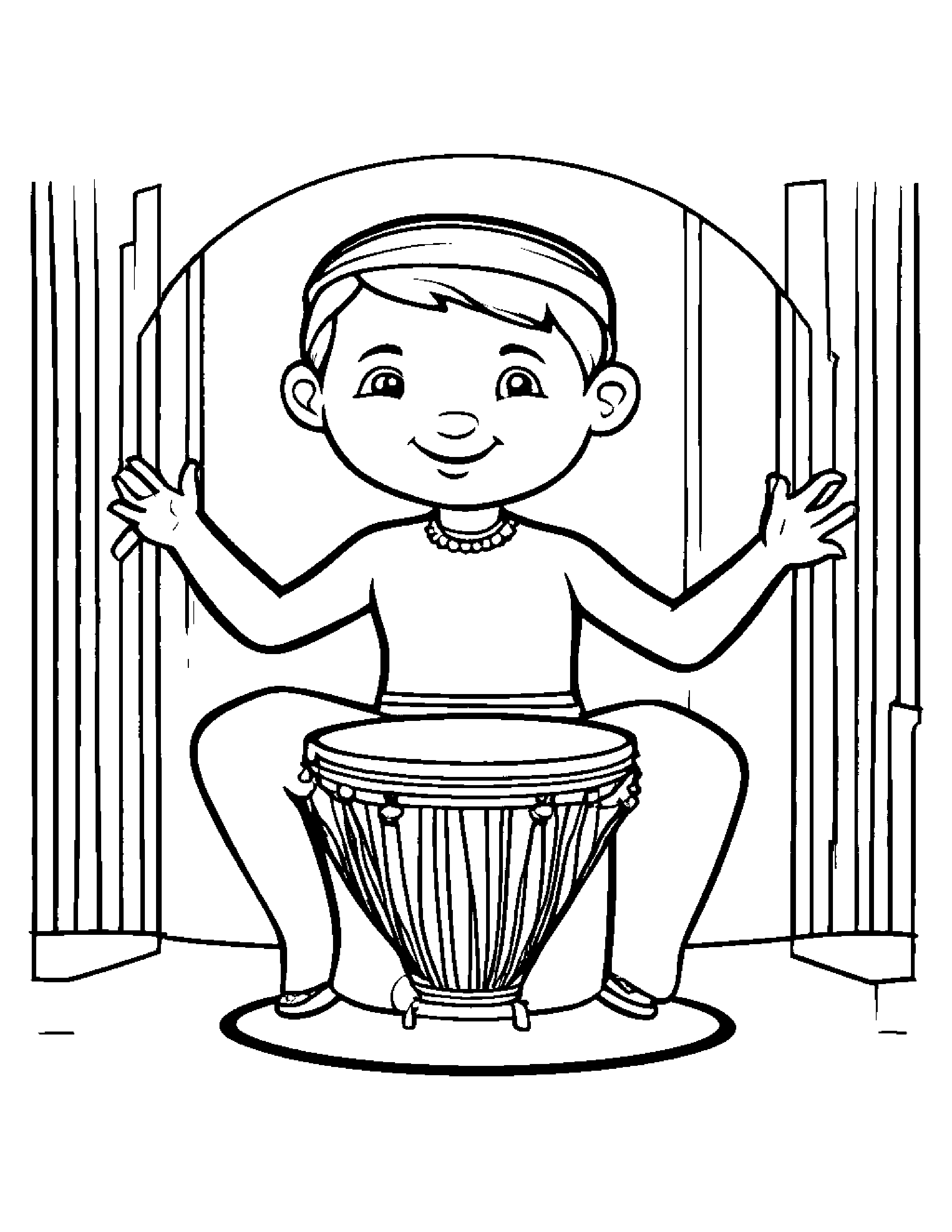 Drum Dancing #2 Coloring Page (Free Printable PDF)