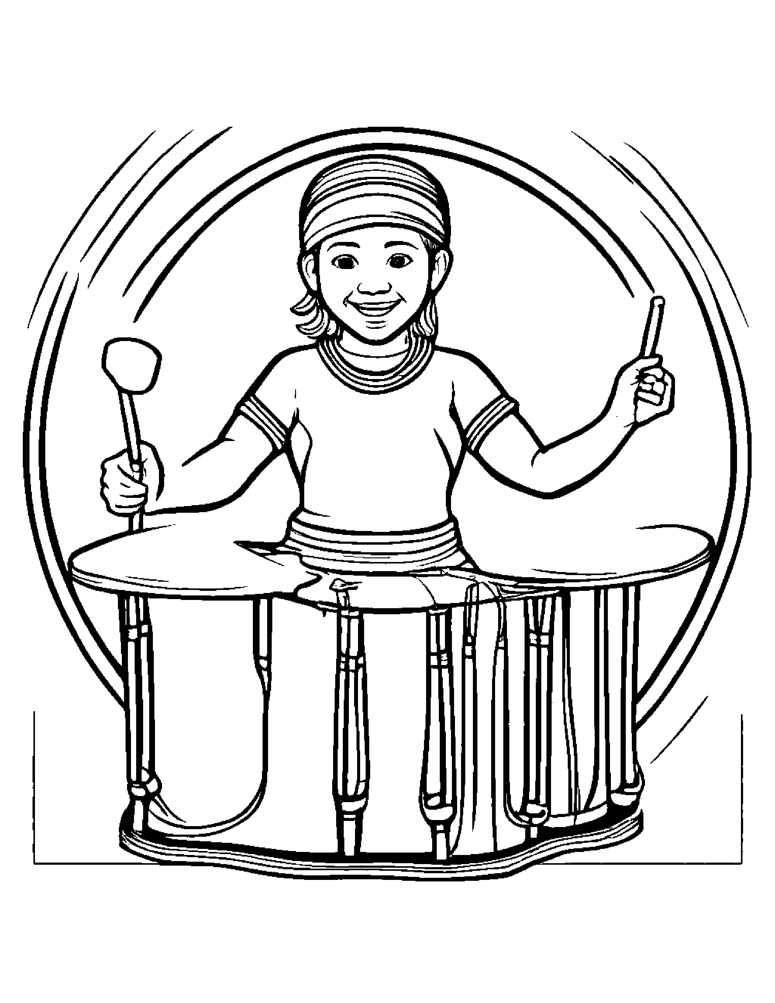 Drum Dancing #3 Coloring Page (Free Printable PDF)
