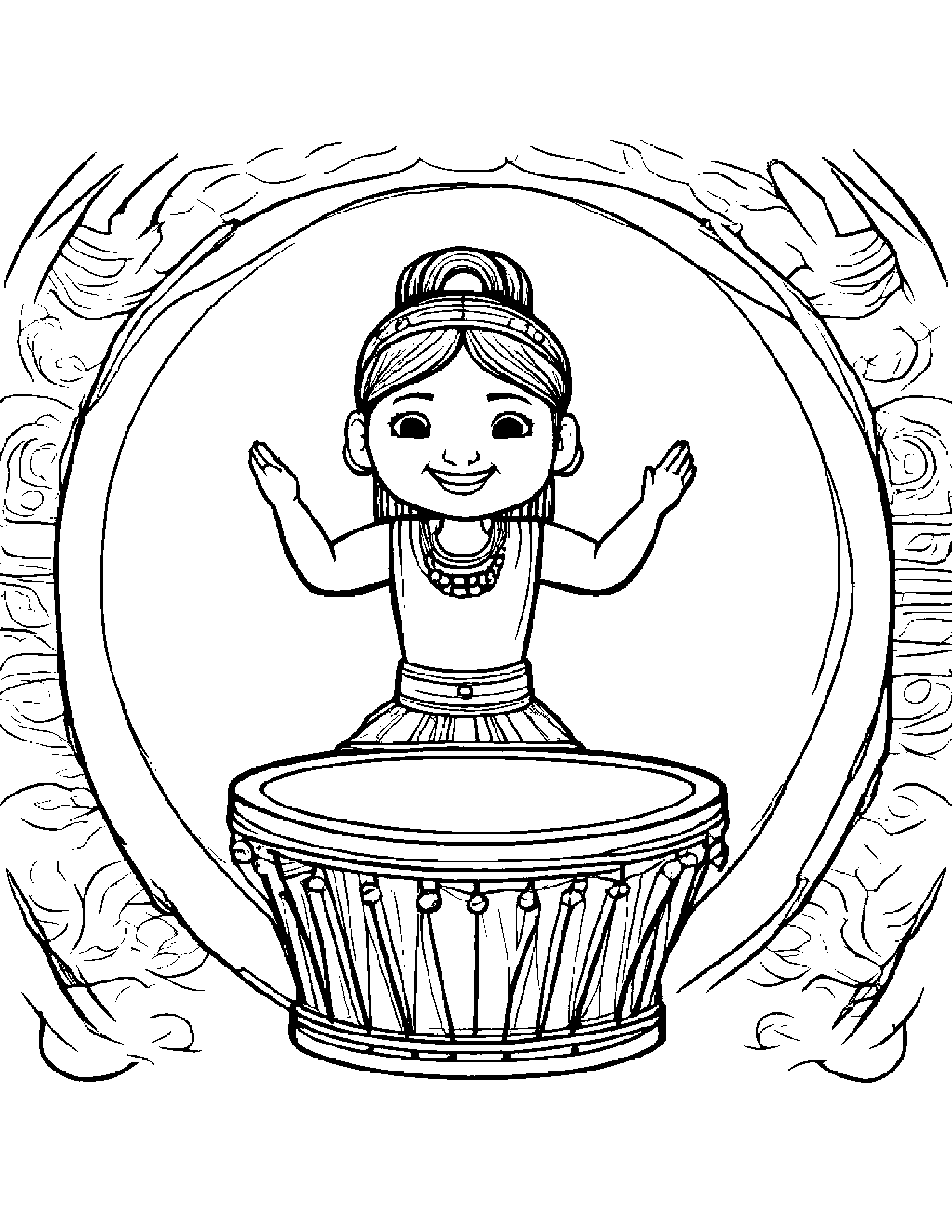 Drum Dancing Coloring Page (Free Printable PDF)