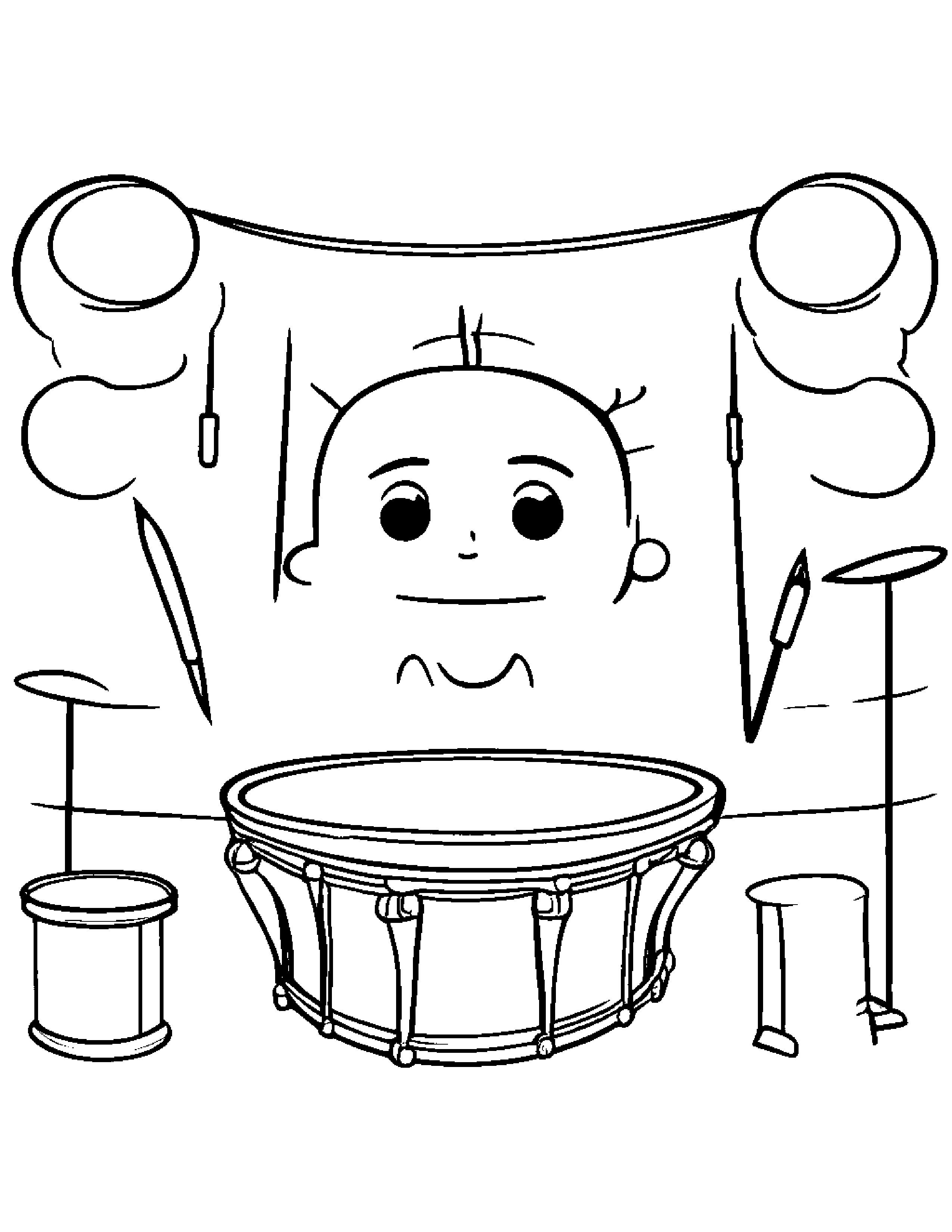 Drum Making Silly Faces #2 Coloring Page (Free Printable PDF)