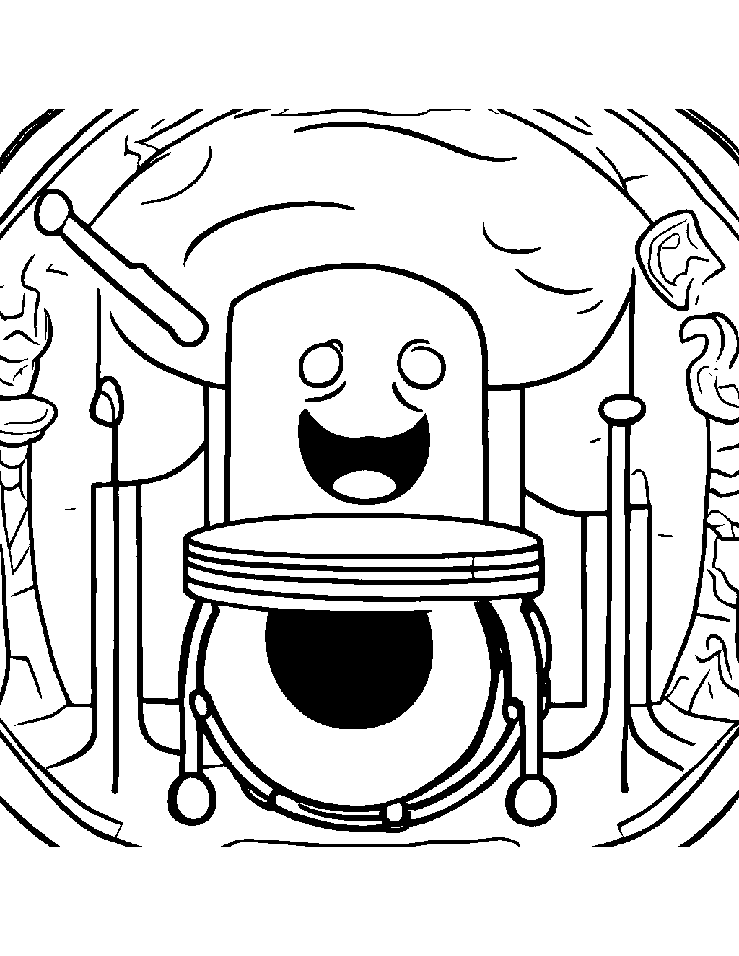 Drum Making Silly Faces #3 Coloring Page (Free Printable PDF)