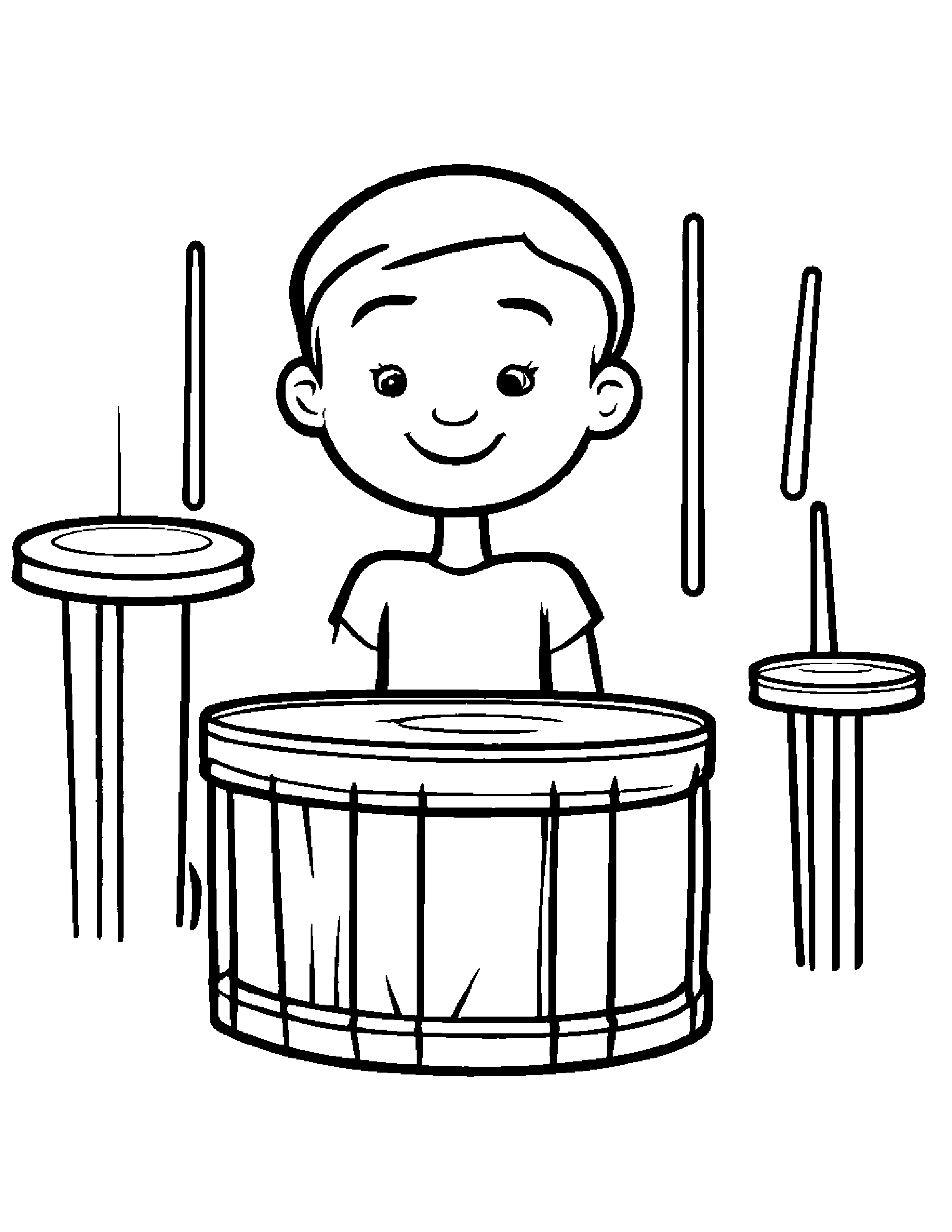 Drum Making Silly Faces Coloring Page (Free Printable PDF)