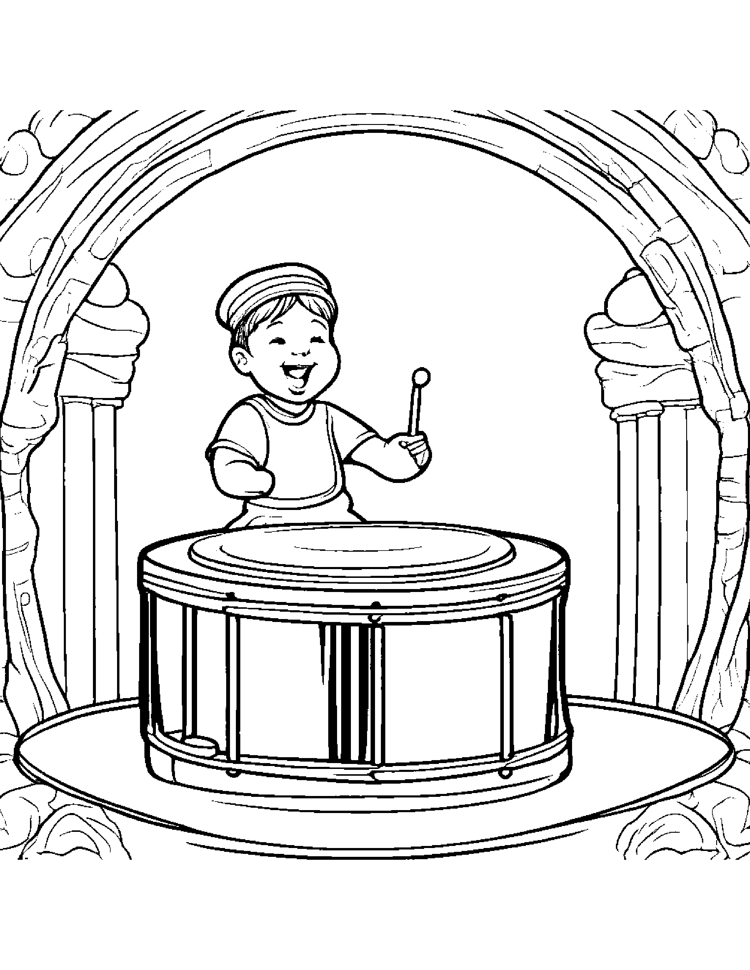 Drum Playing Pat-A-Cake #3 Coloring Page (Free Printable PDF)
