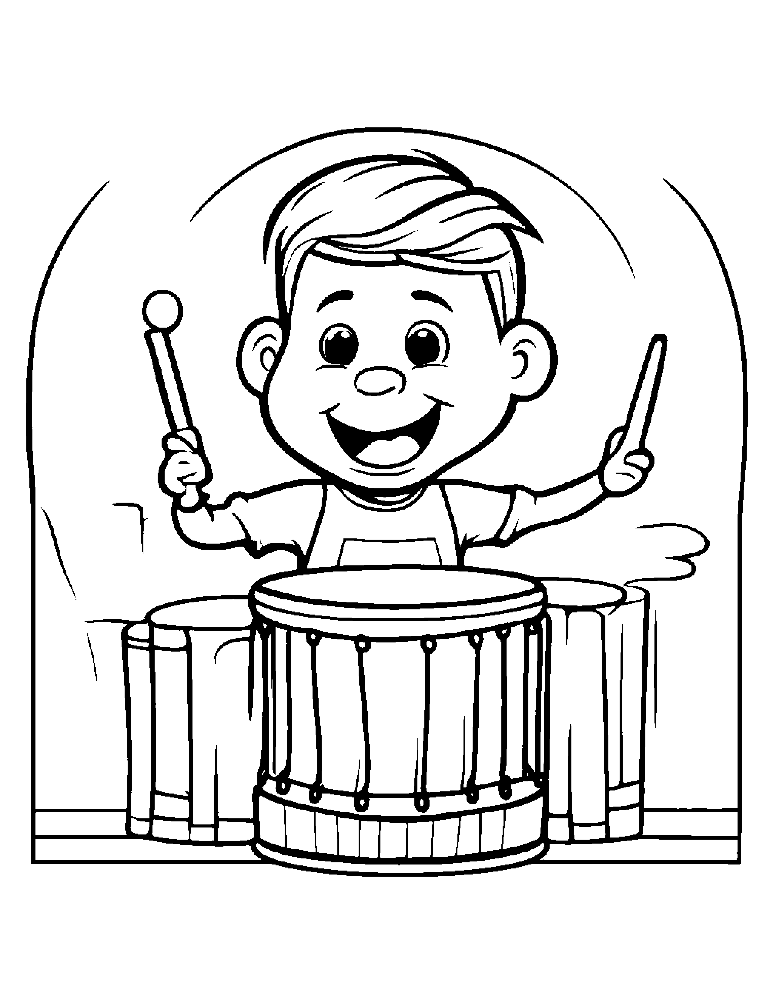 Drum Playing Pat-A-Cake #4 Coloring Page (Free Printable PDF)