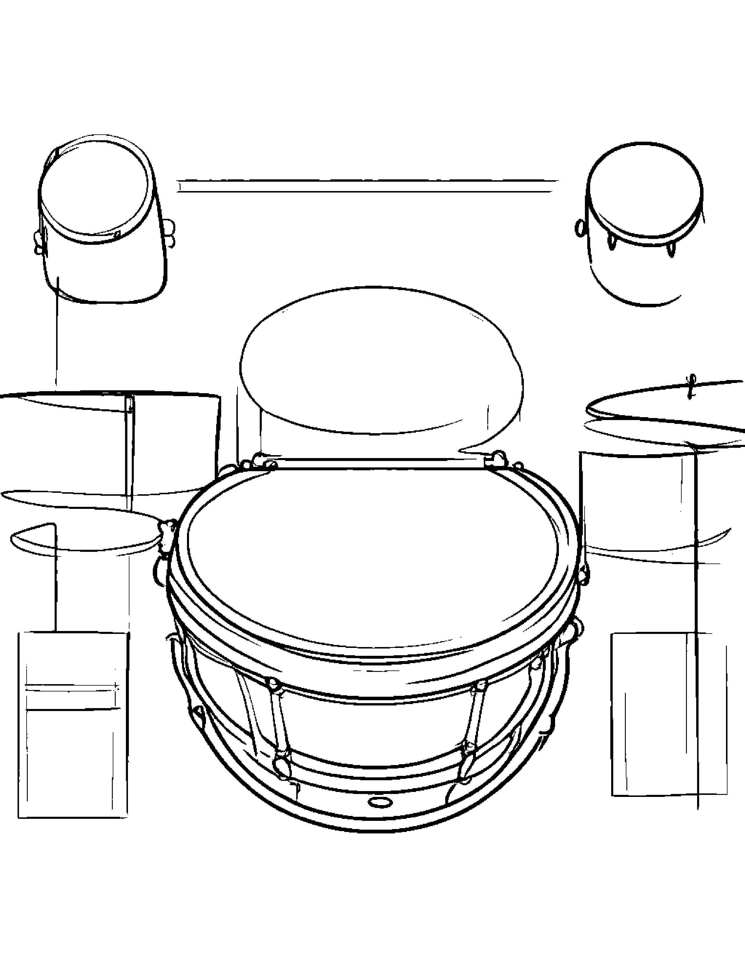Drum Practicing Shapes #2 Coloring Page (Free Printable PDF)