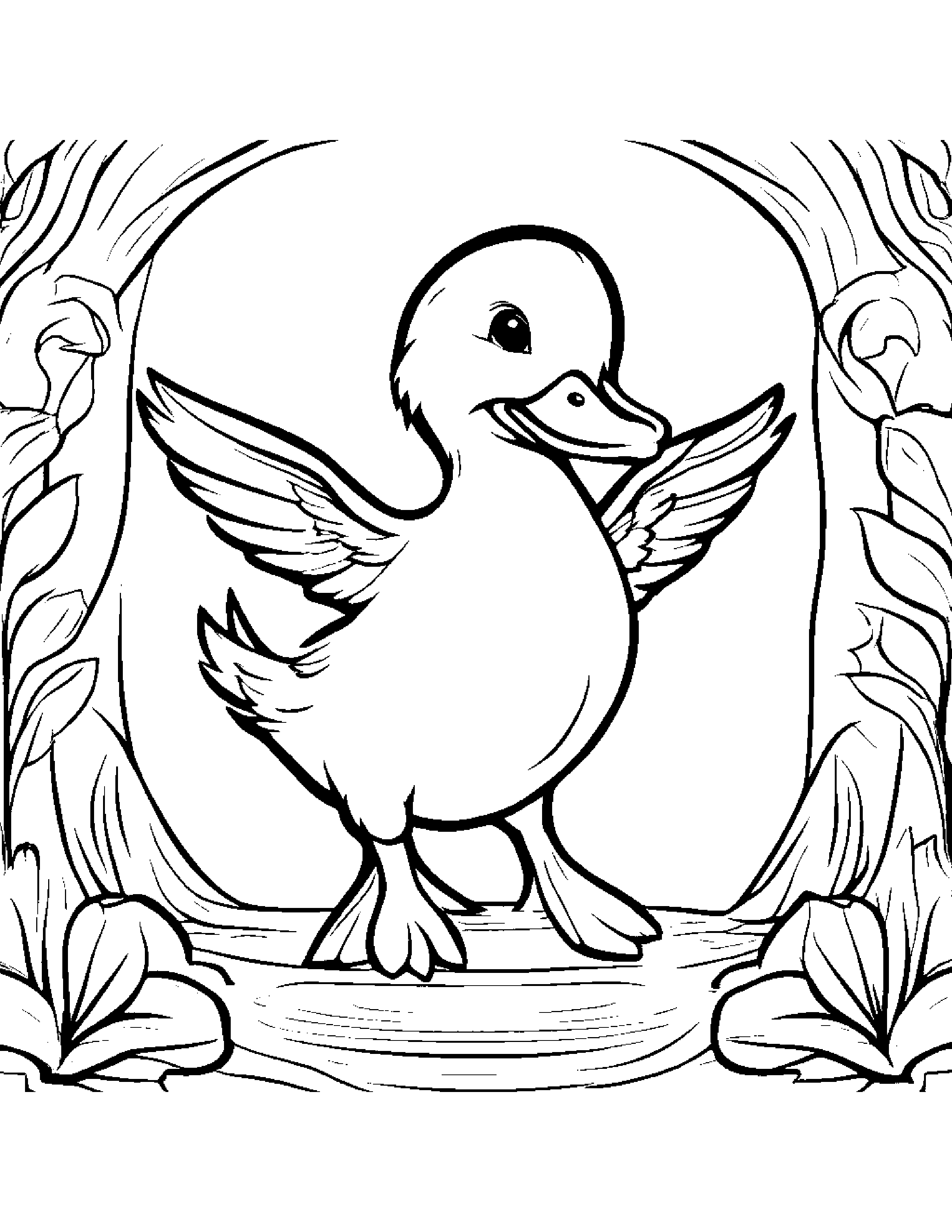 Duckling Dancing #2 Coloring Page (Free Printable PDF)