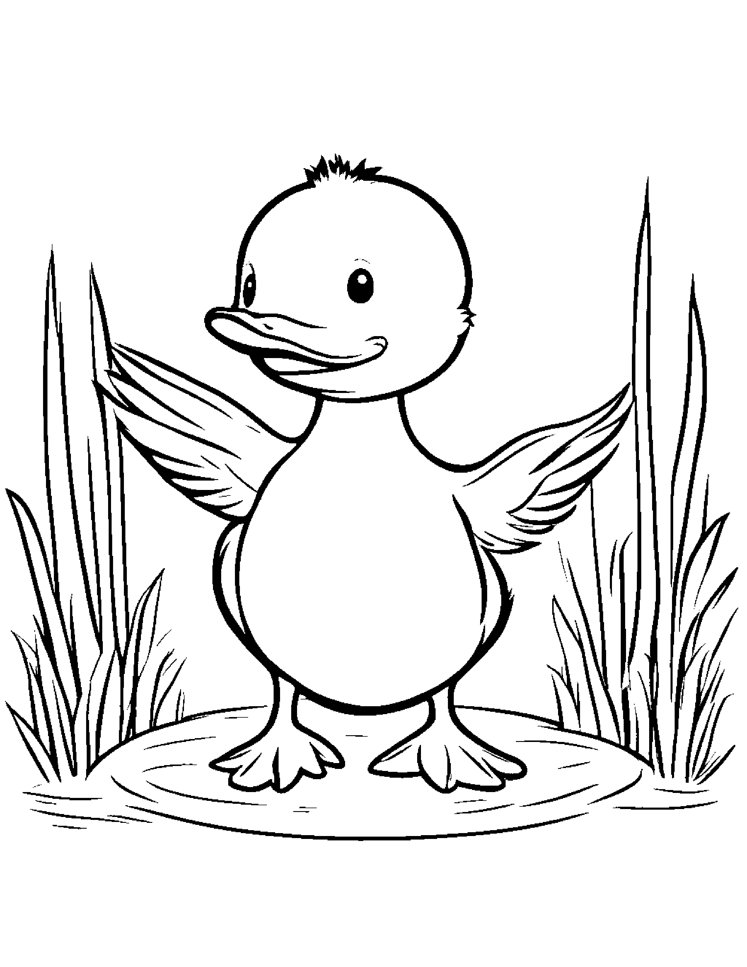 Duckling Dancing #3 Coloring Page (Free Printable PDF)