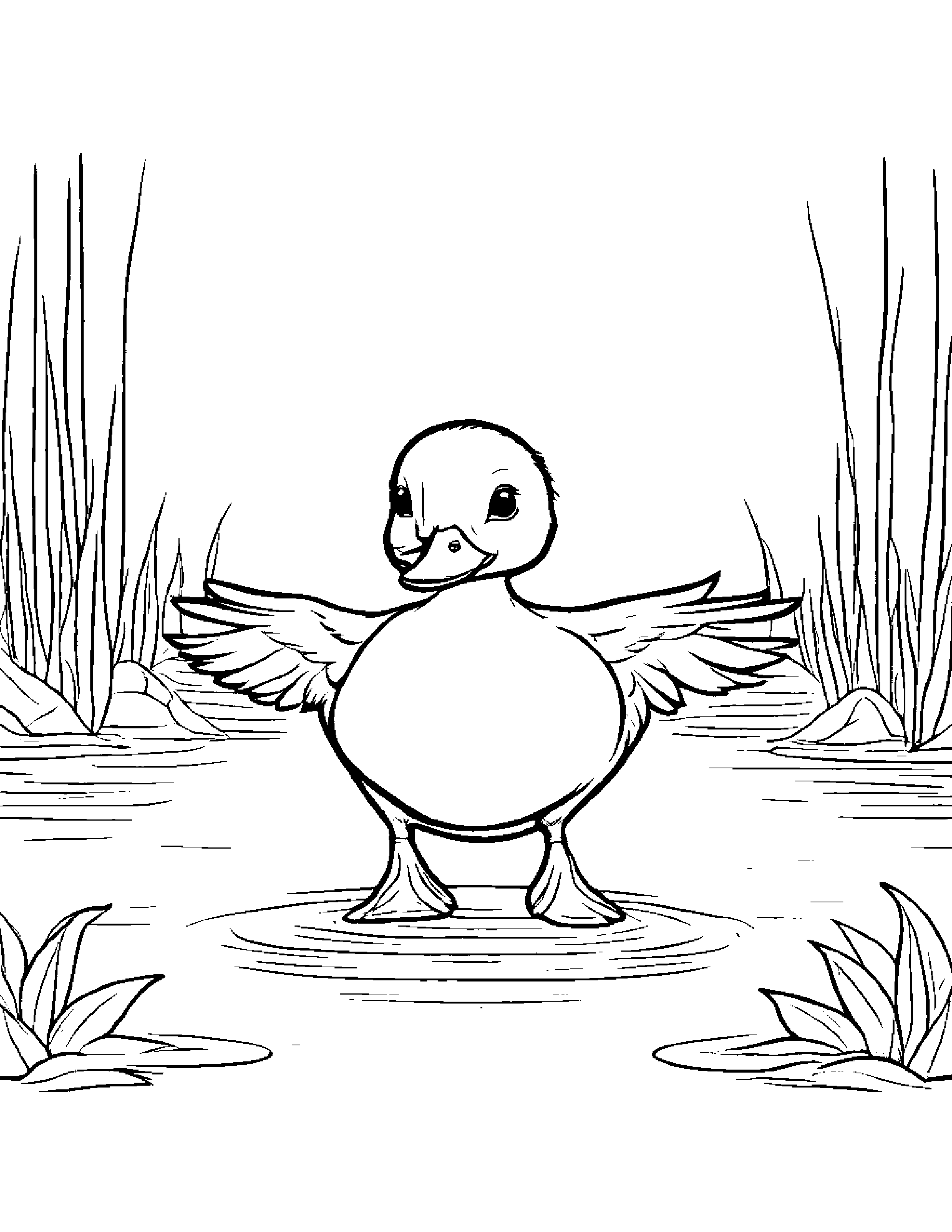 Duckling Dancing #4 Coloring Page (Free Printable PDF)