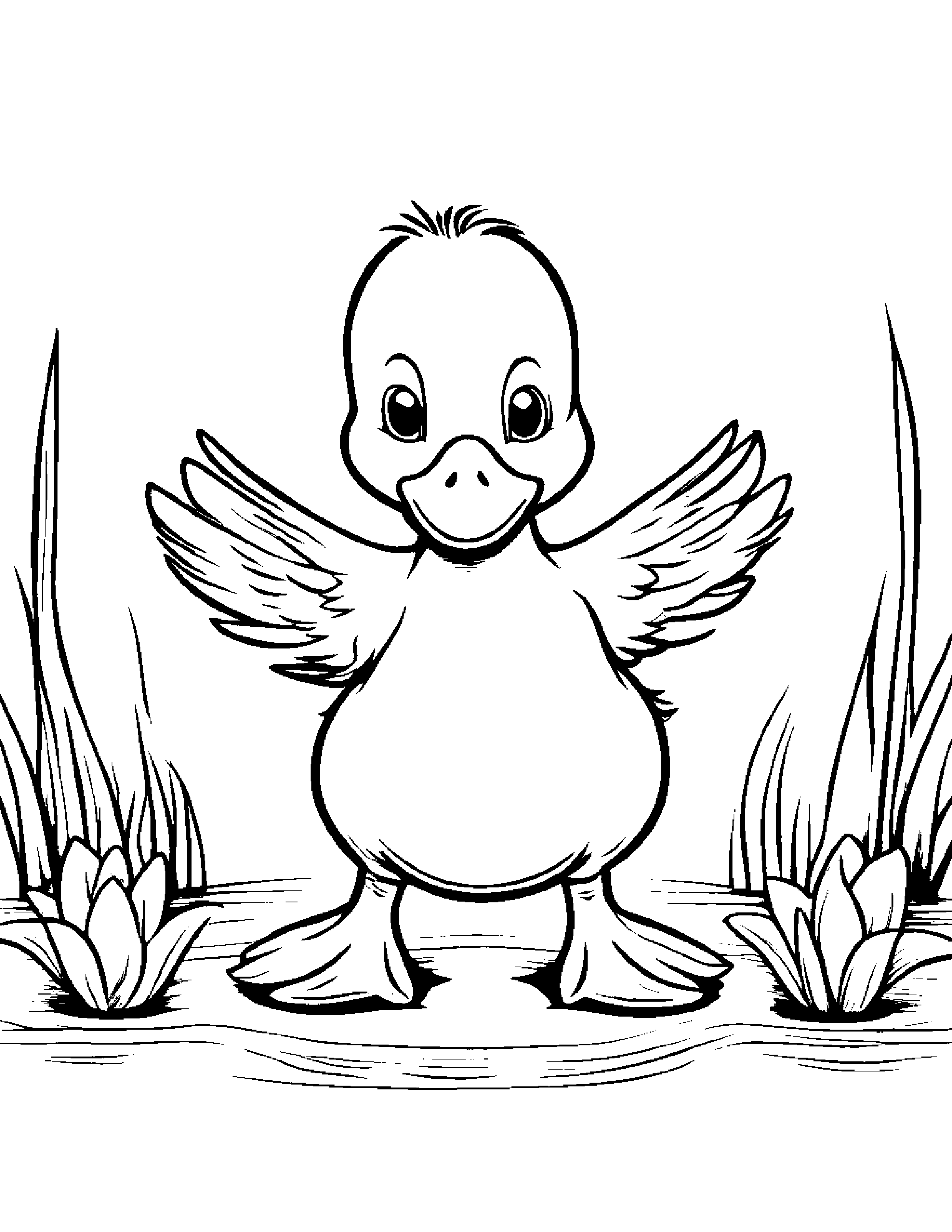 Duckling Dancing #5 Coloring Page (Free Printable PDF)