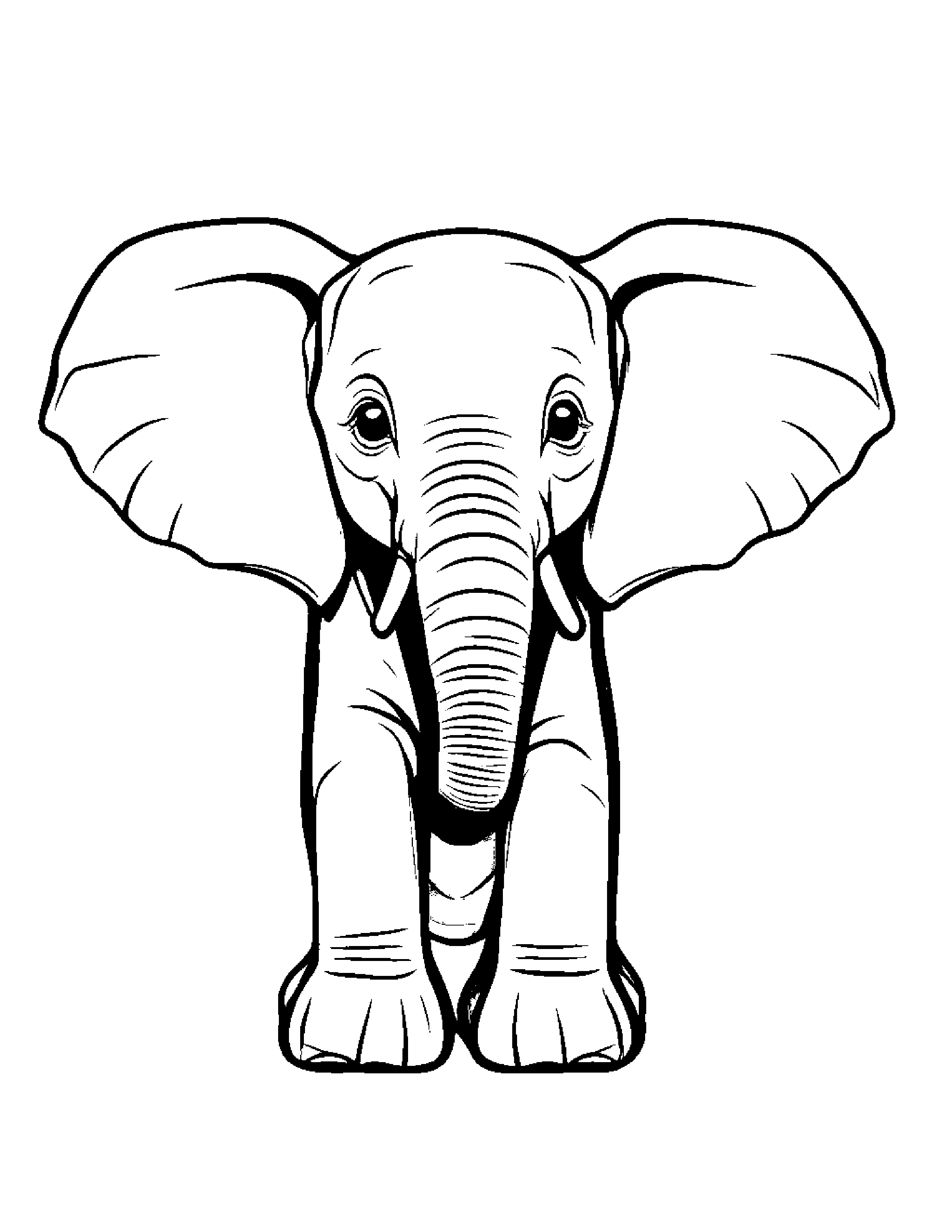 Elephant Calf With A Soft Scarf #2 Coloring Page (Free Printable PDF)