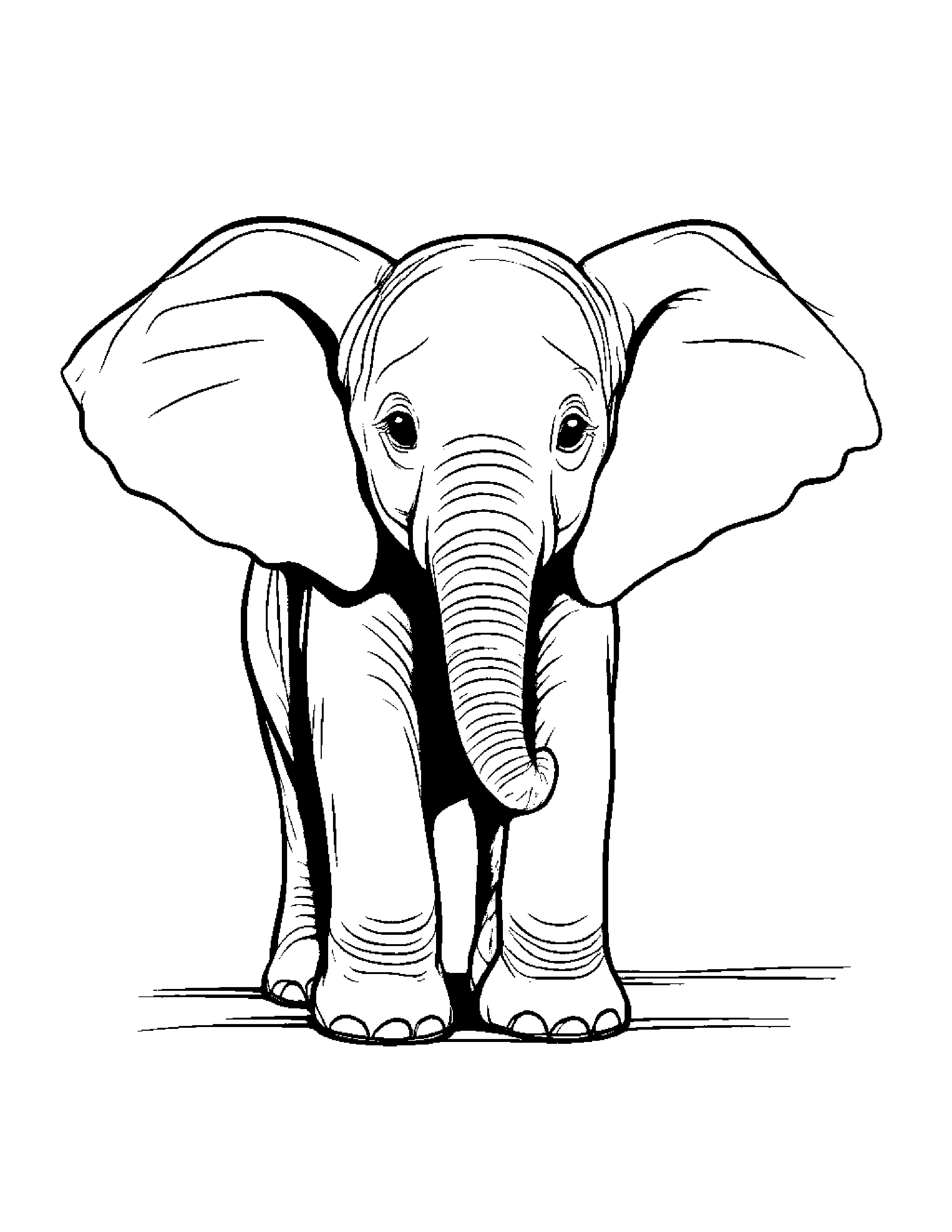 Elephant Calf With A Soft Scarf #3 Coloring Page (Free Printable PDF)