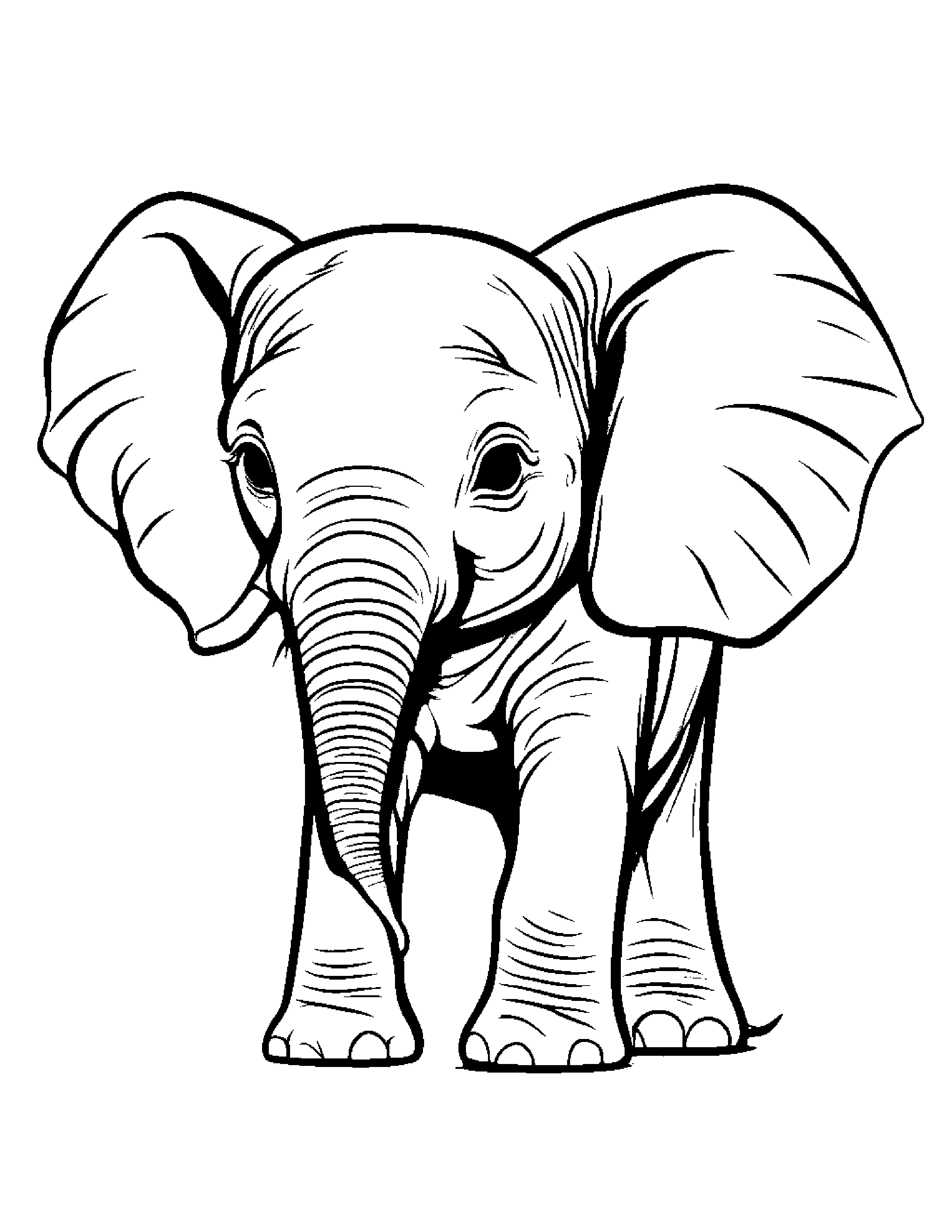 Elephant Calf With A Soft Scarf #4 Coloring Page (Free Printable PDF)