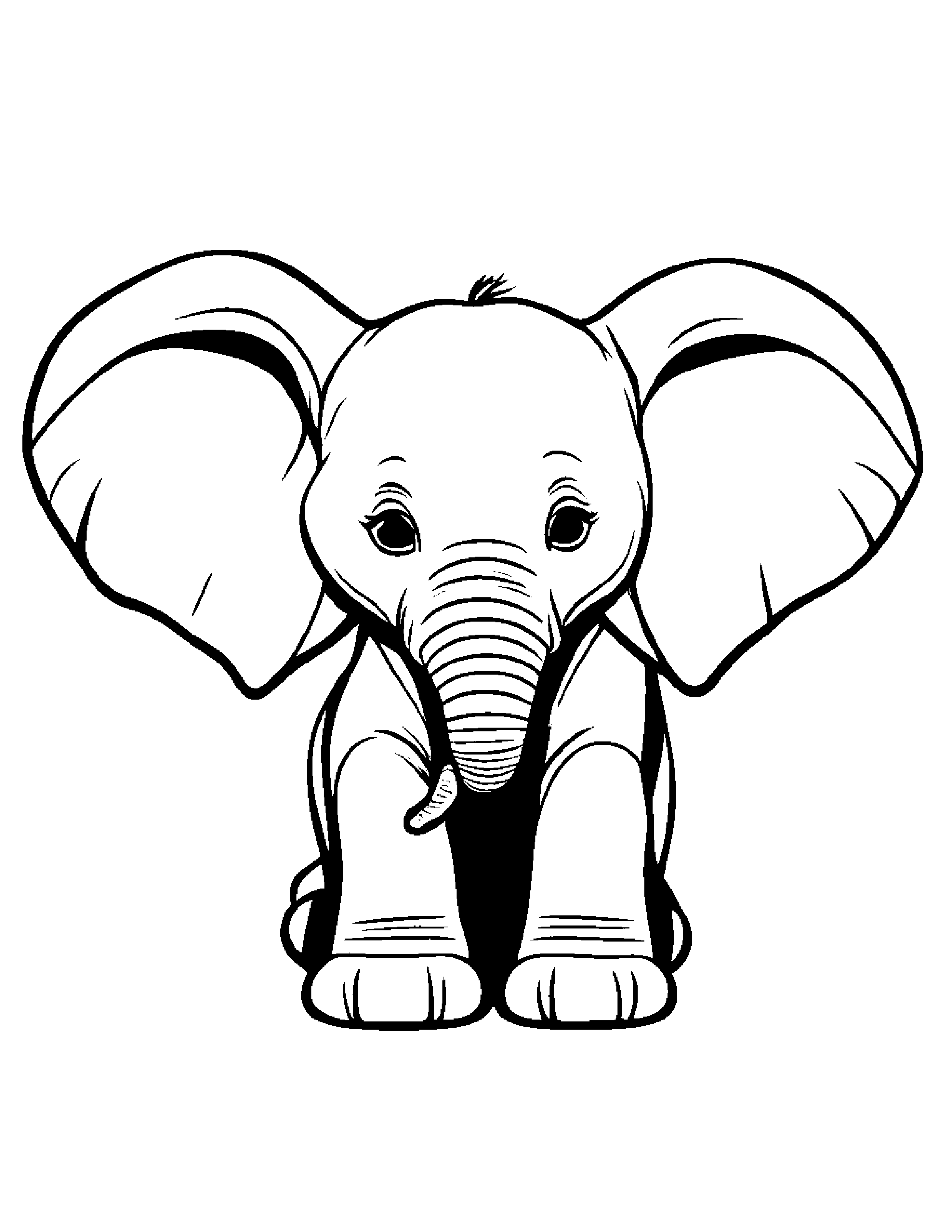 Elephant Calf With A Soft Scarf #5 Coloring Page (Free Printable PDF)