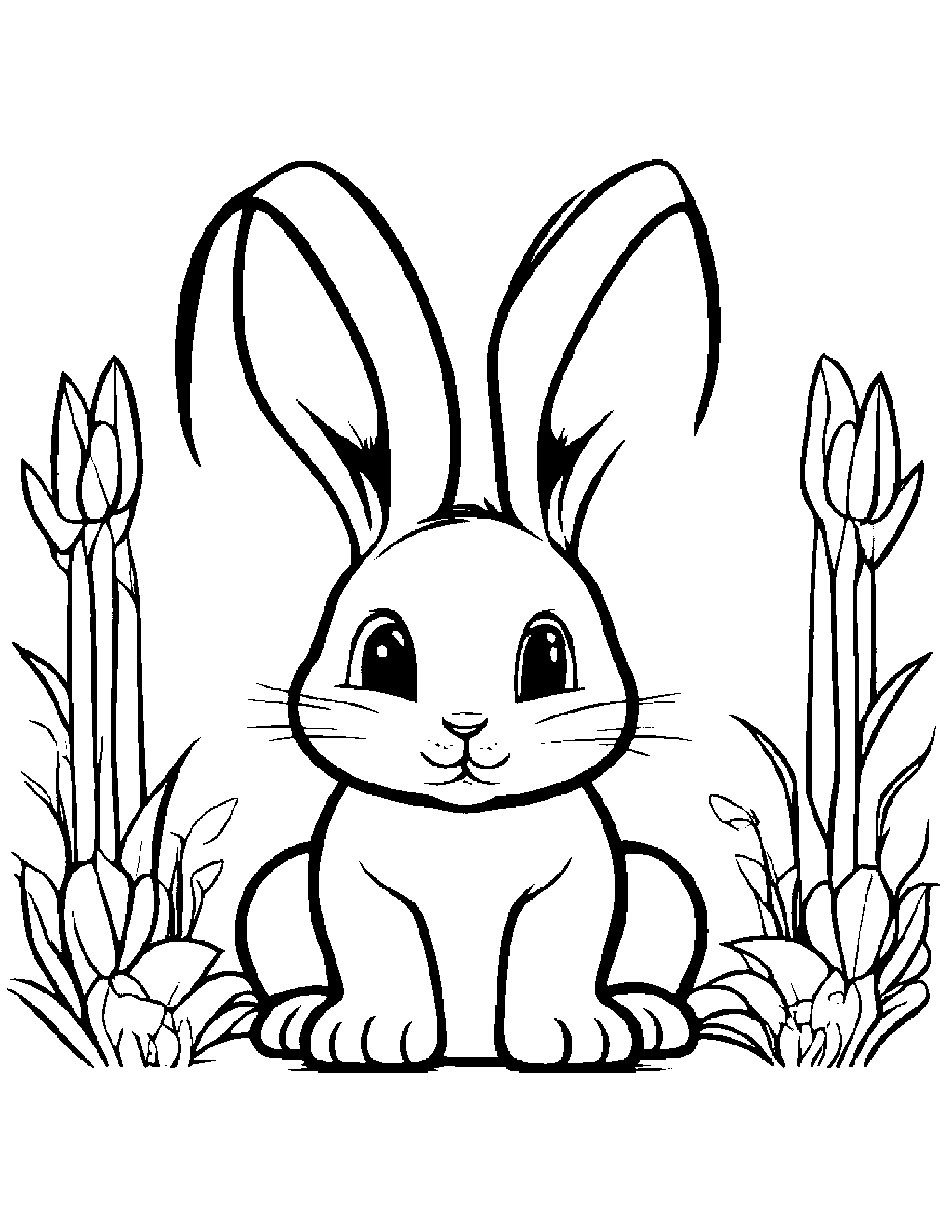 Friendly Bunny #2 Coloring Page (Free Printable PDF)