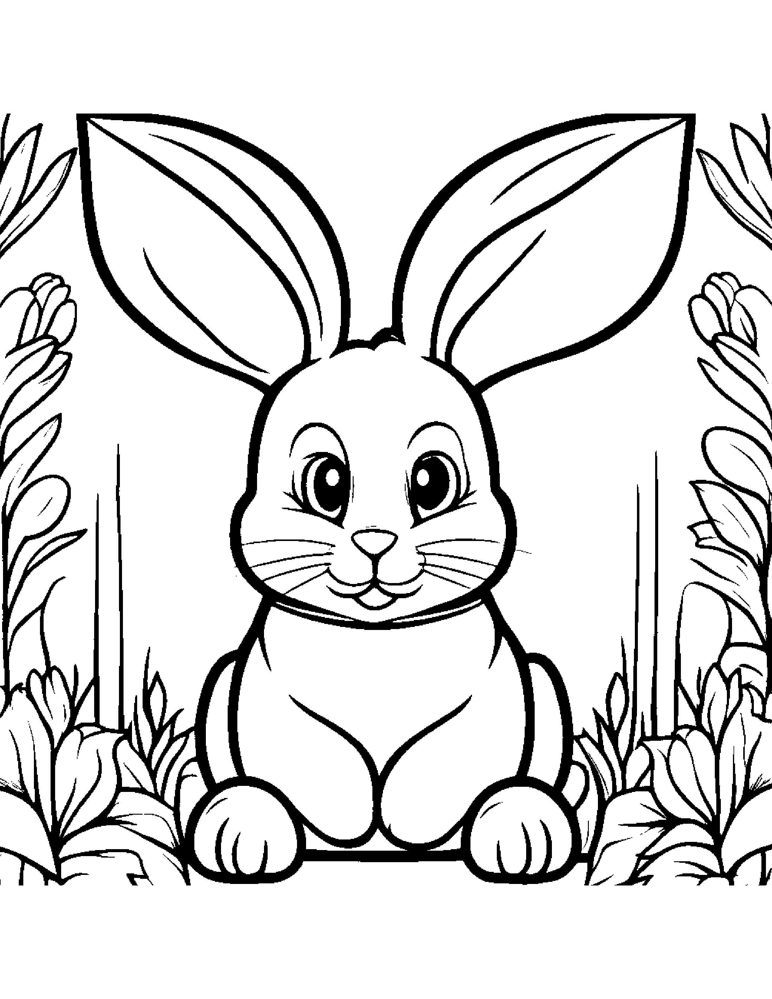 Friendly Bunny #3 Coloring Page (Free Printable PDF)