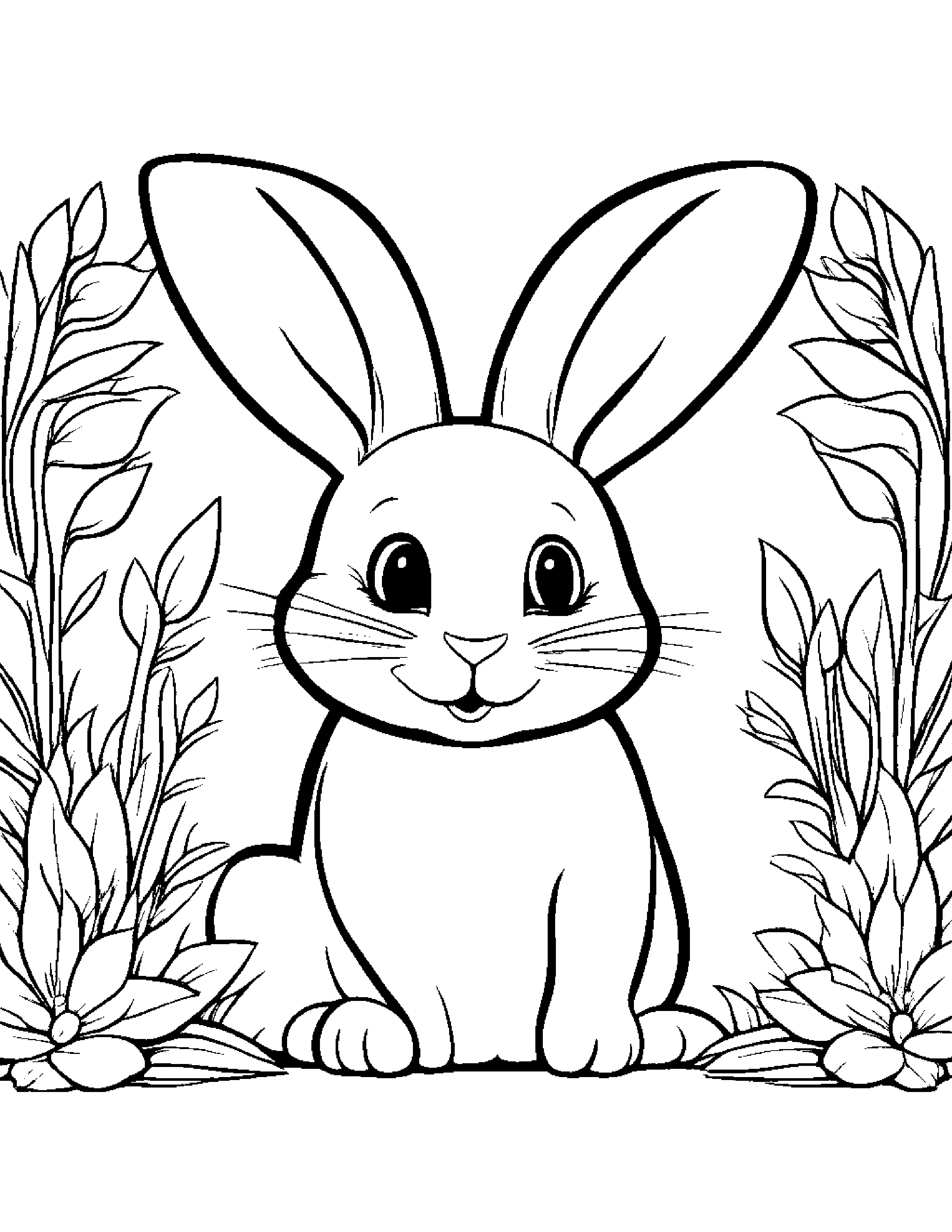 Friendly Bunny #5 Coloring Page (Free Printable PDF)