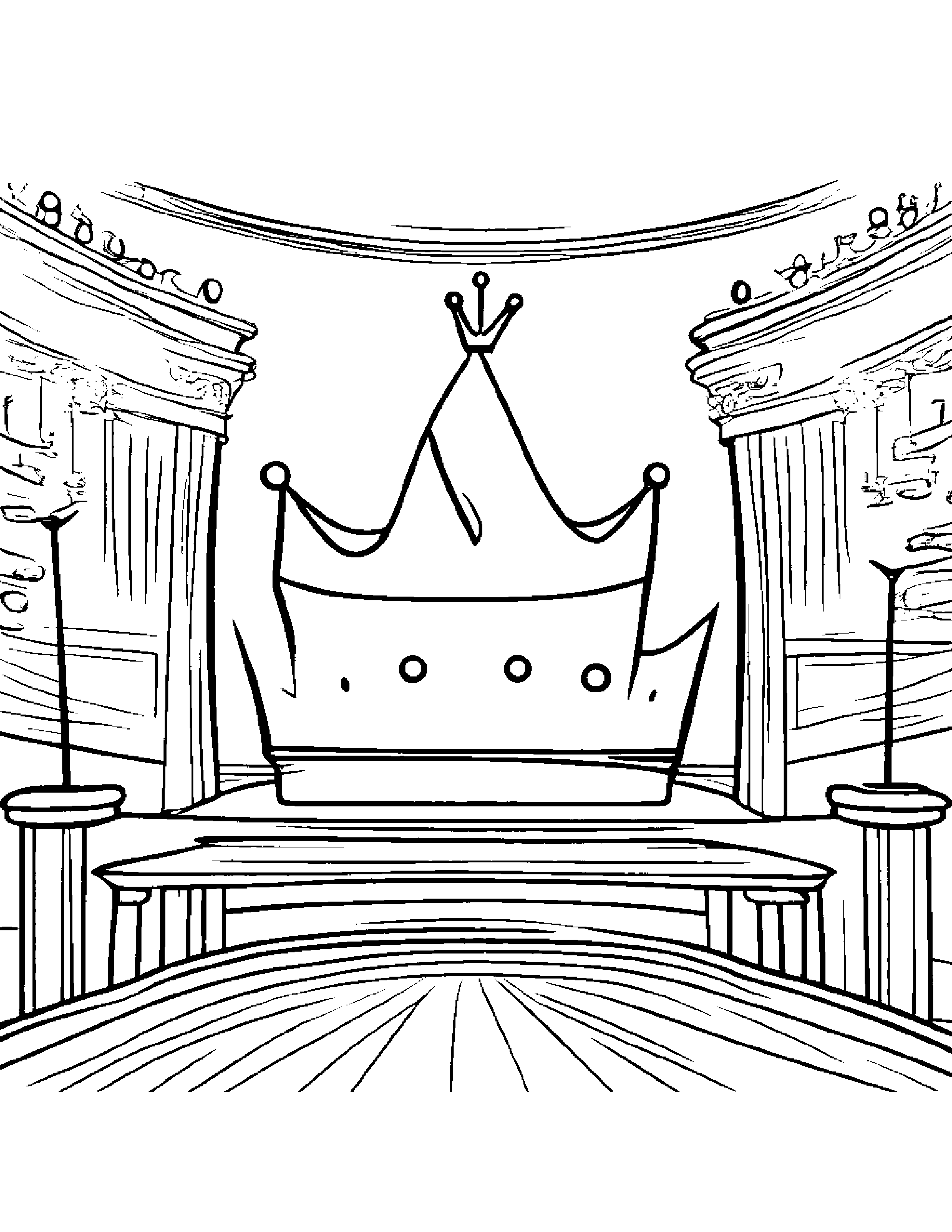 Friendly Crown On A Music Stage #2 Coloring Page (Free Printable PDF)