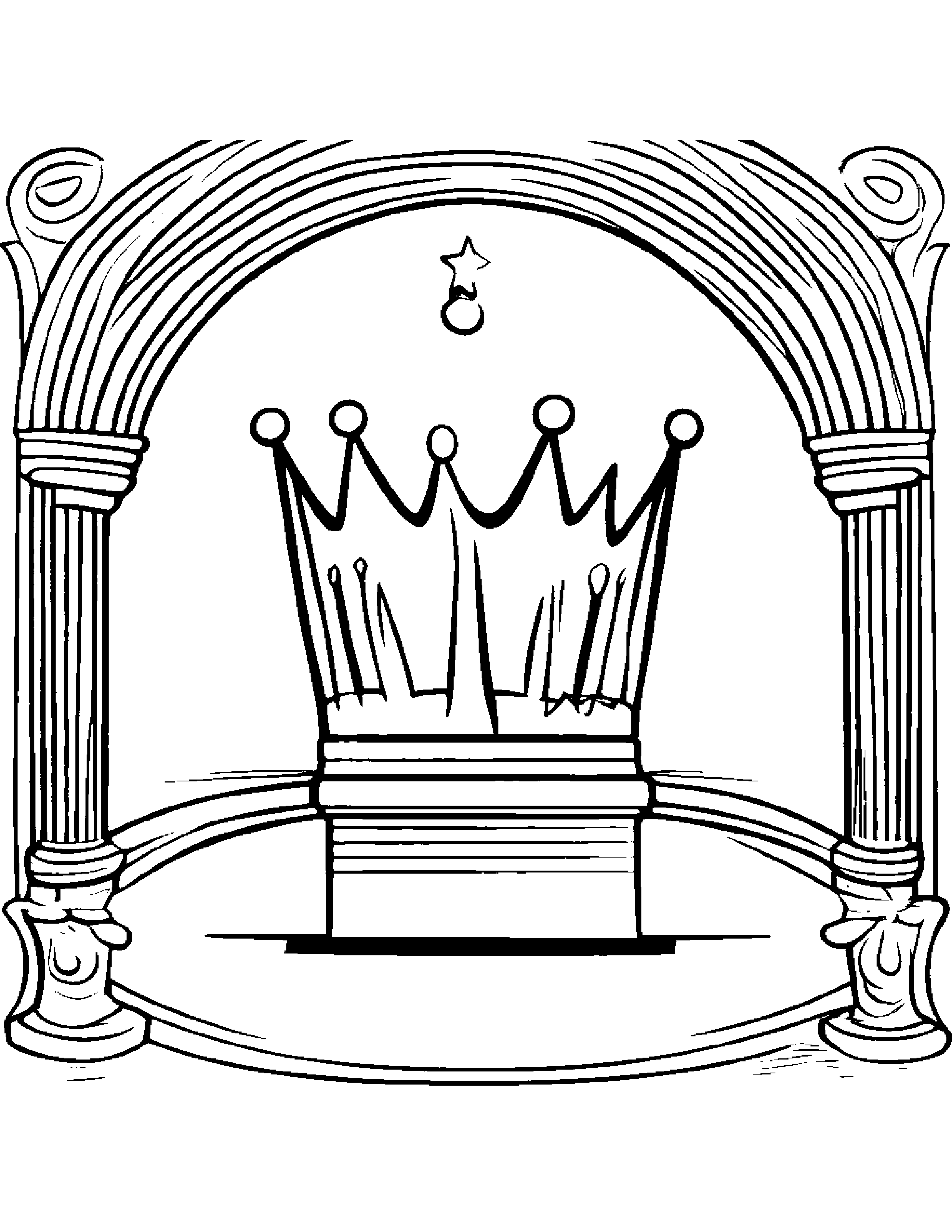 Friendly Crown On A Music Stage Coloring Page (Free Printable PDF)