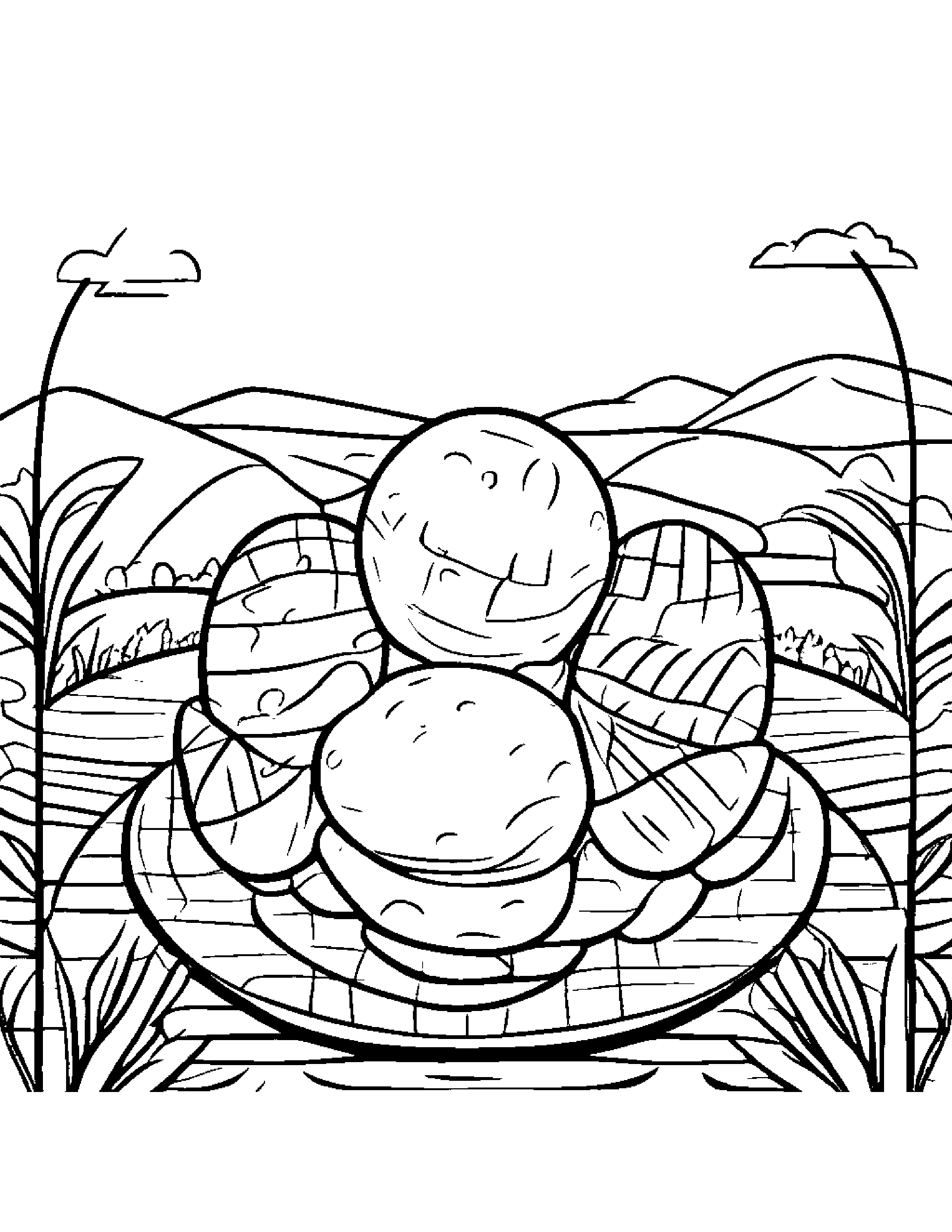 Friendly Maracas On A Picnic Blanket #3 Coloring Page (Free Printable PDF)