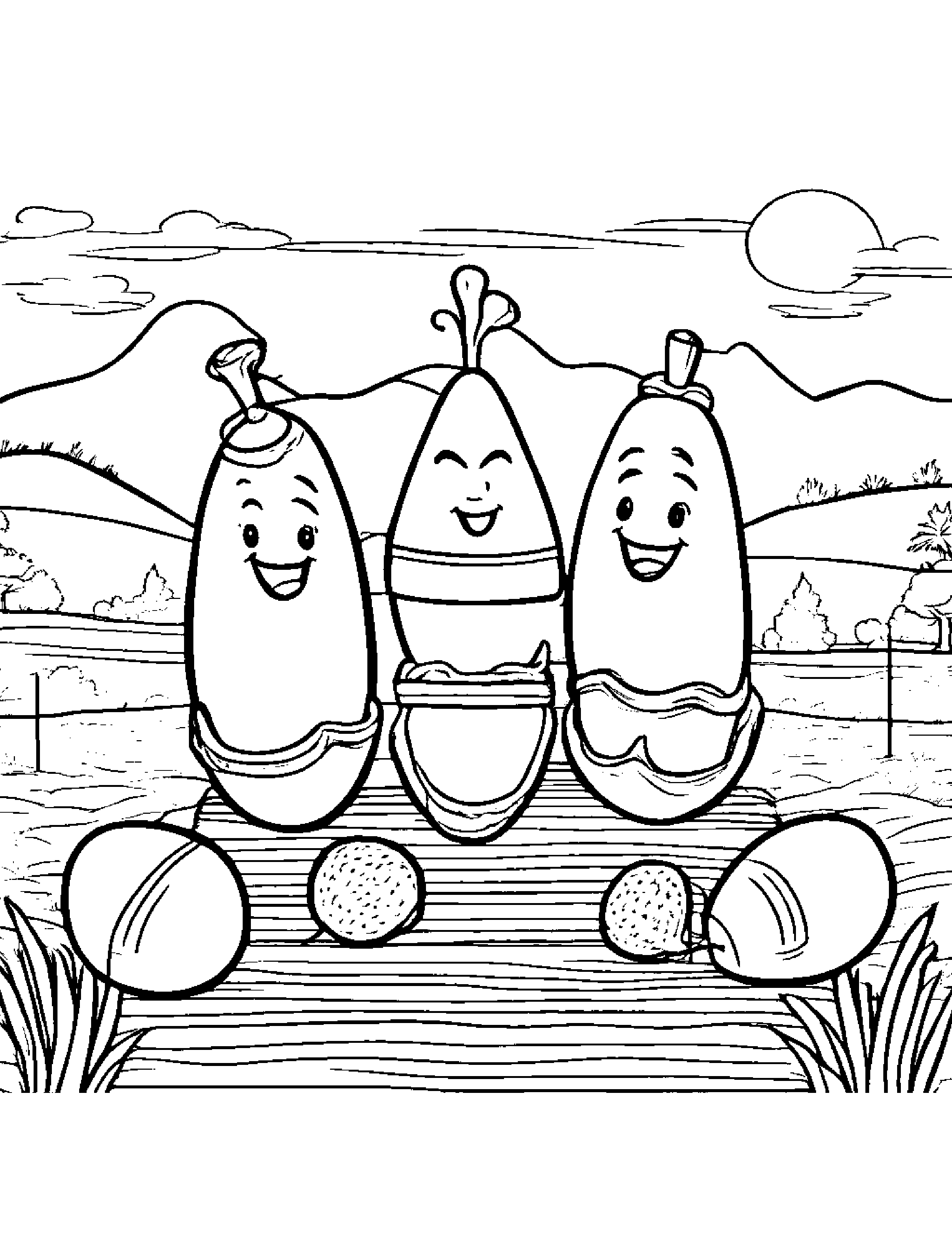 Friendly Maracas On A Picnic Blanket Coloring Page (Free Printable PDF)