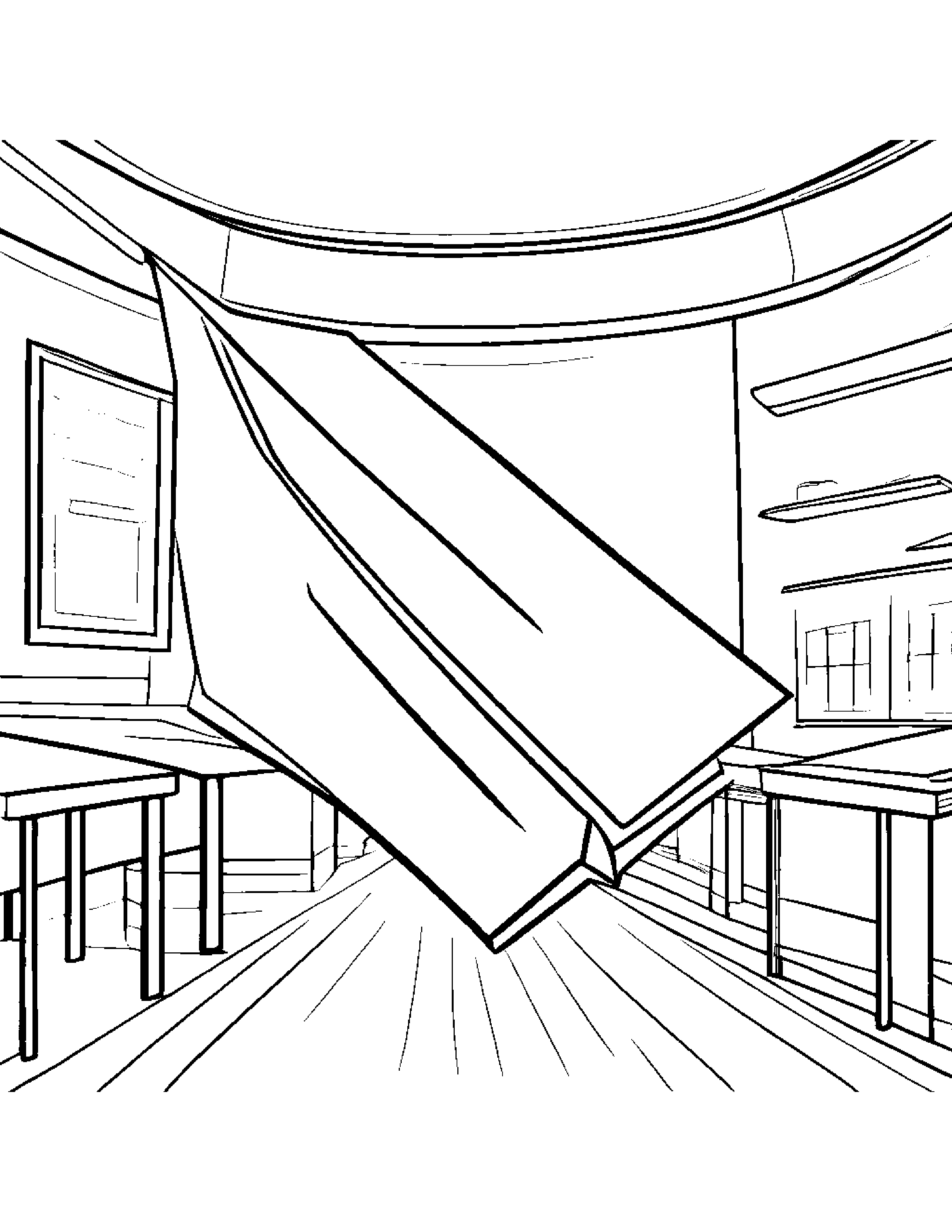 Friendly Paper Airplane In A Classroom Corner #2 Coloring Page (Free Printable PDF)