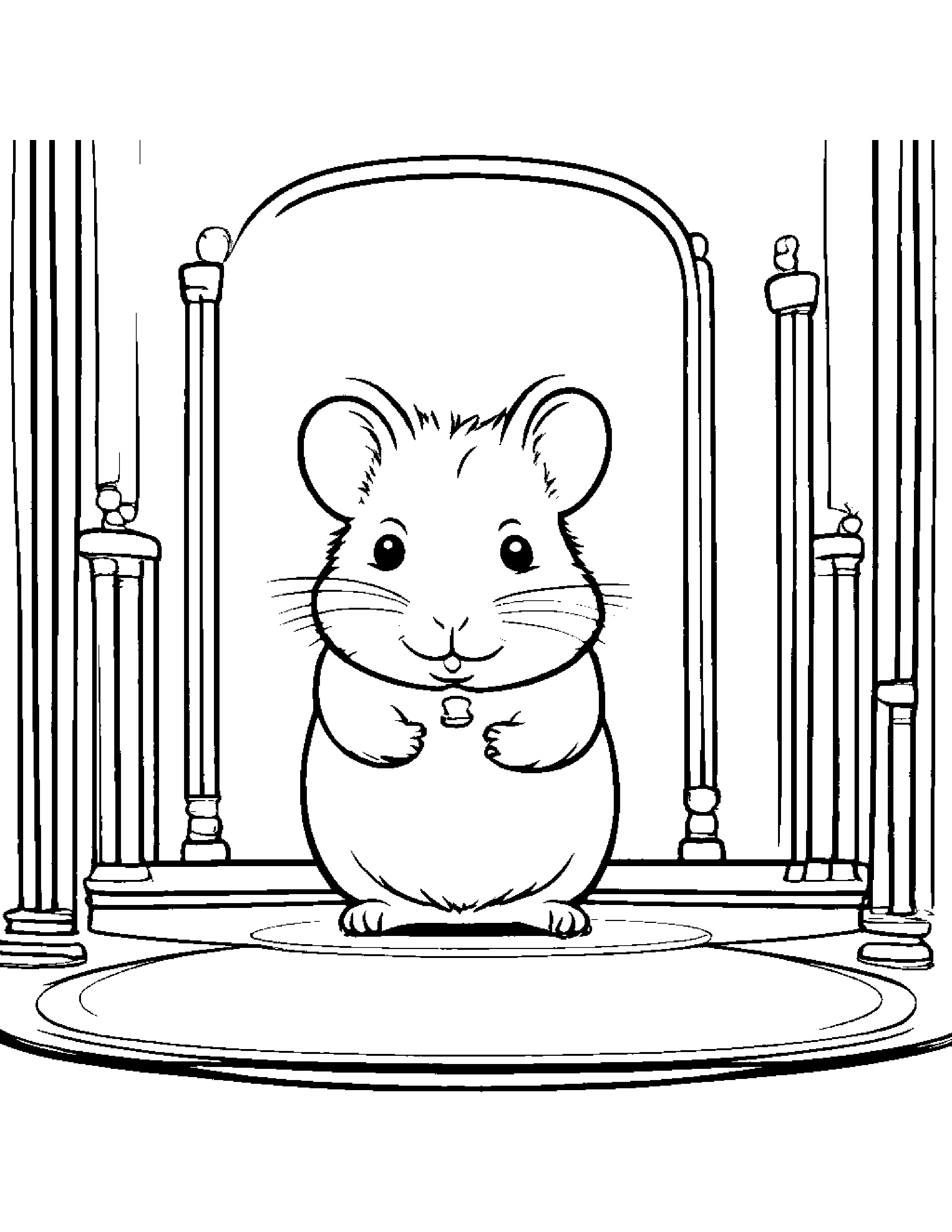 Gentle Hamster On A Music Stage #2 Coloring Page (Free Printable PDF)