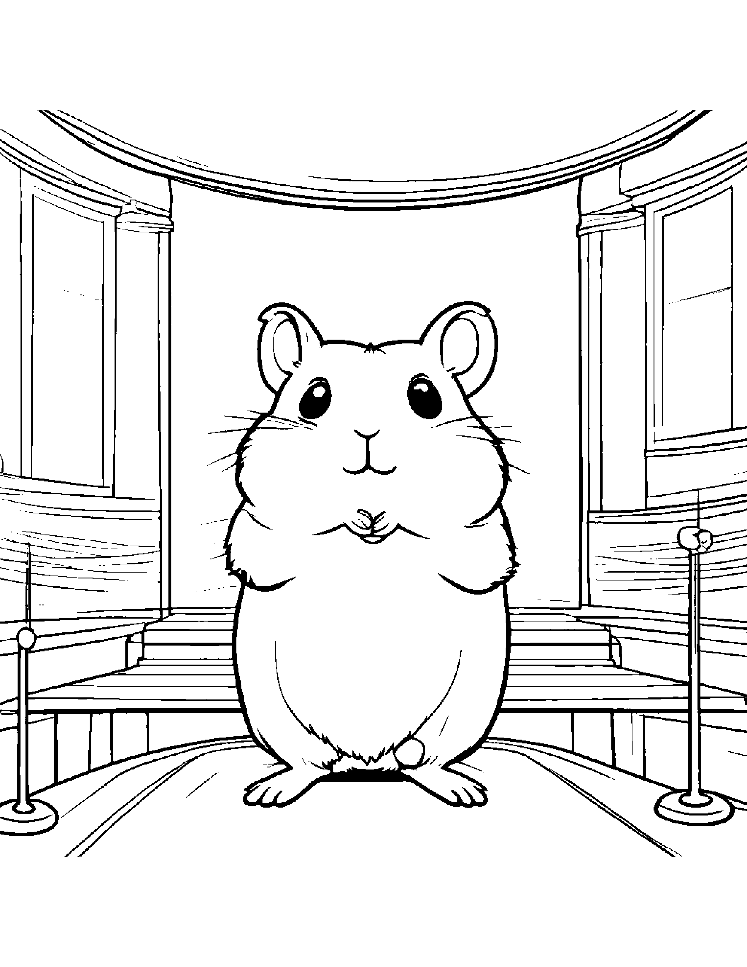 Gentle Hamster On A Music Stage Coloring Page (Free Printable PDF)