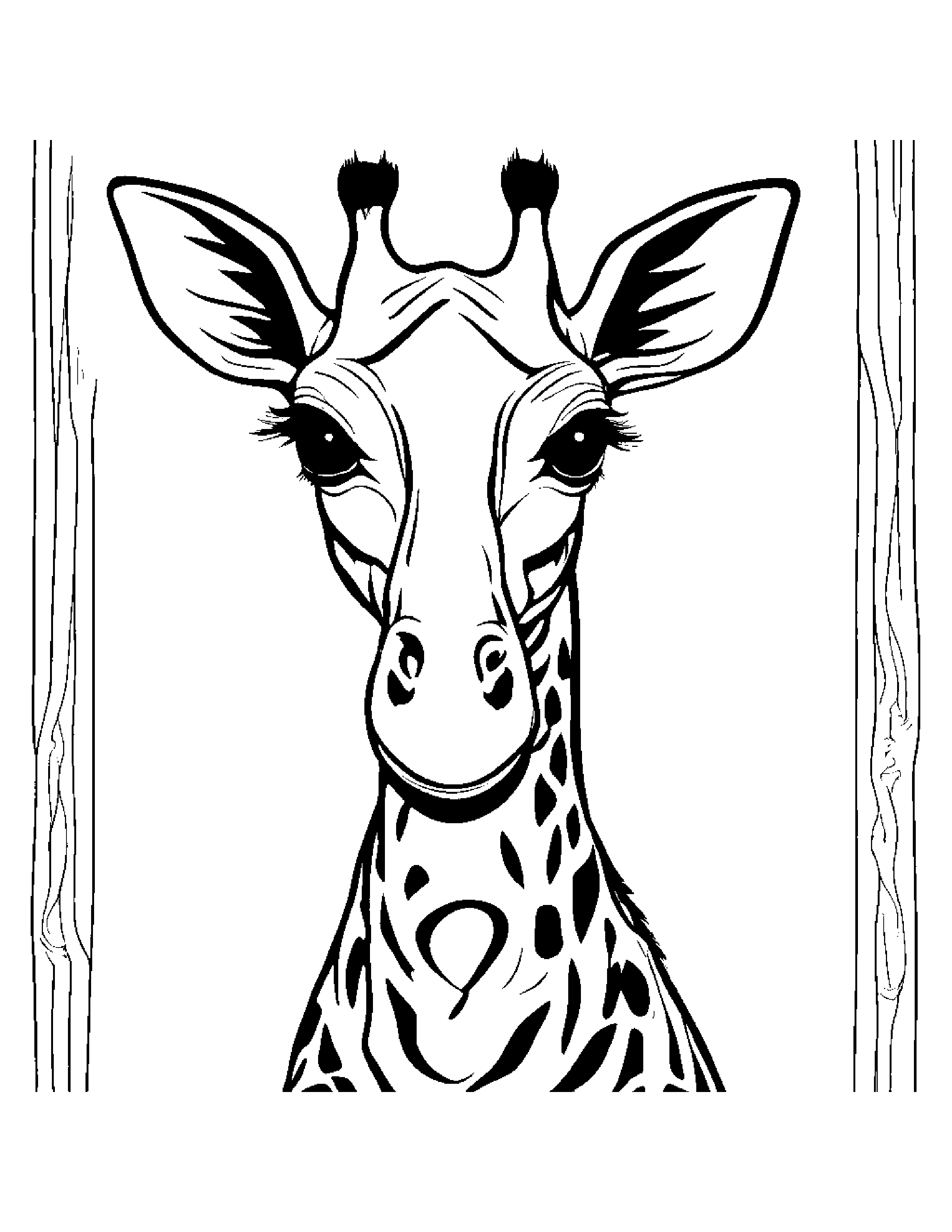 Giraffe Calf With A Ribbon #2 Coloring Page (Free Printable PDF)
