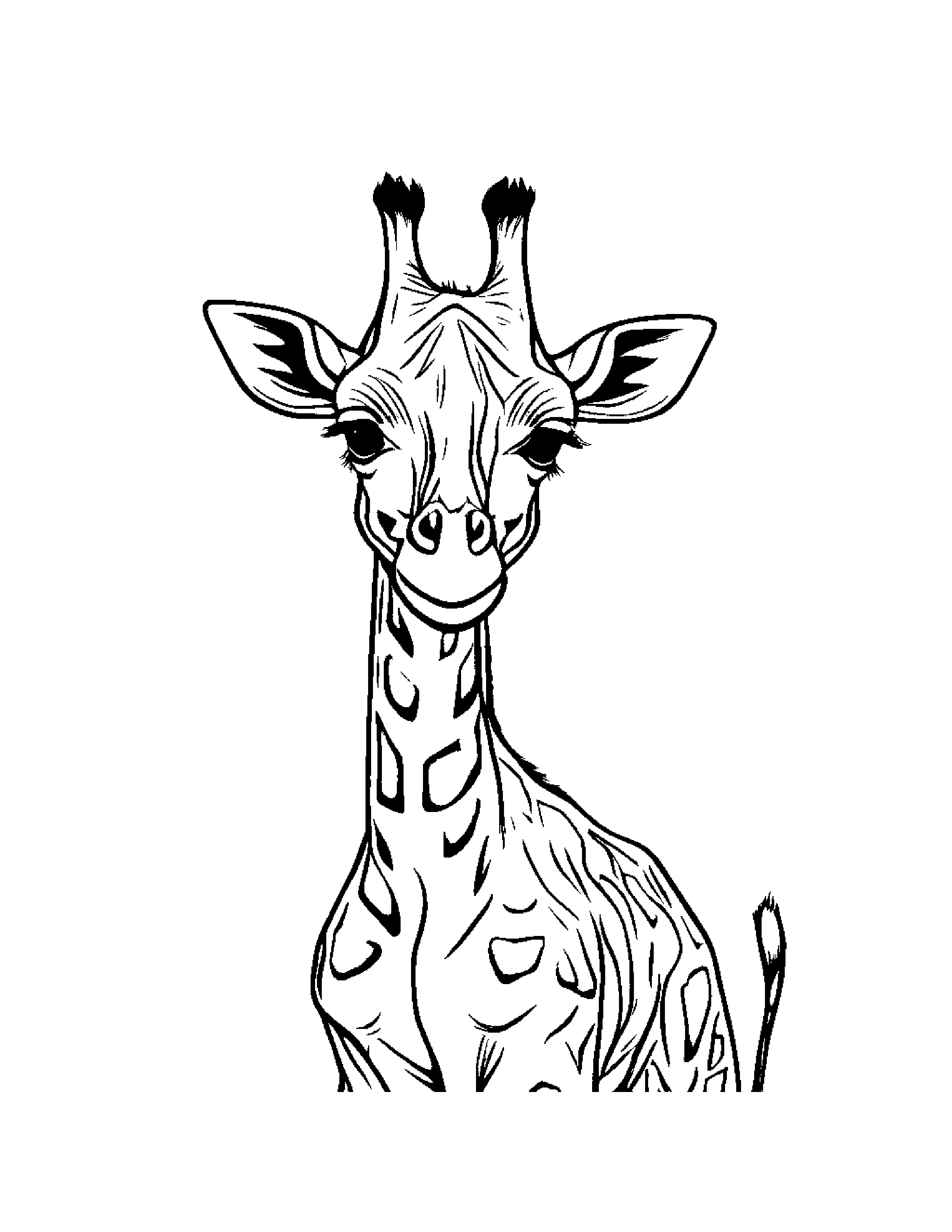 Giraffe Calf With A Ribbon #3 Coloring Page (Free Printable PDF)