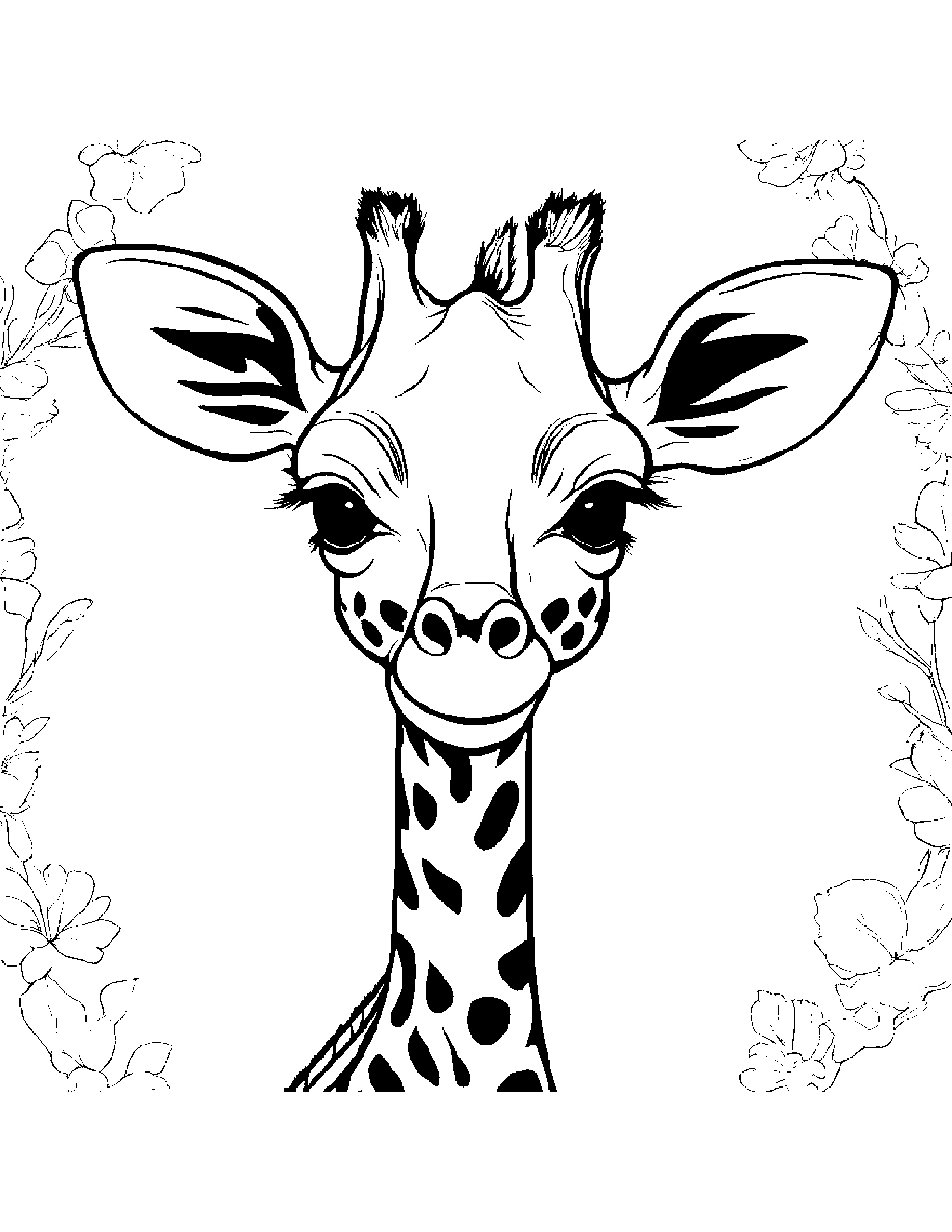 Giraffe Calf With A Ribbon #5 Coloring Page (Free Printable PDF)