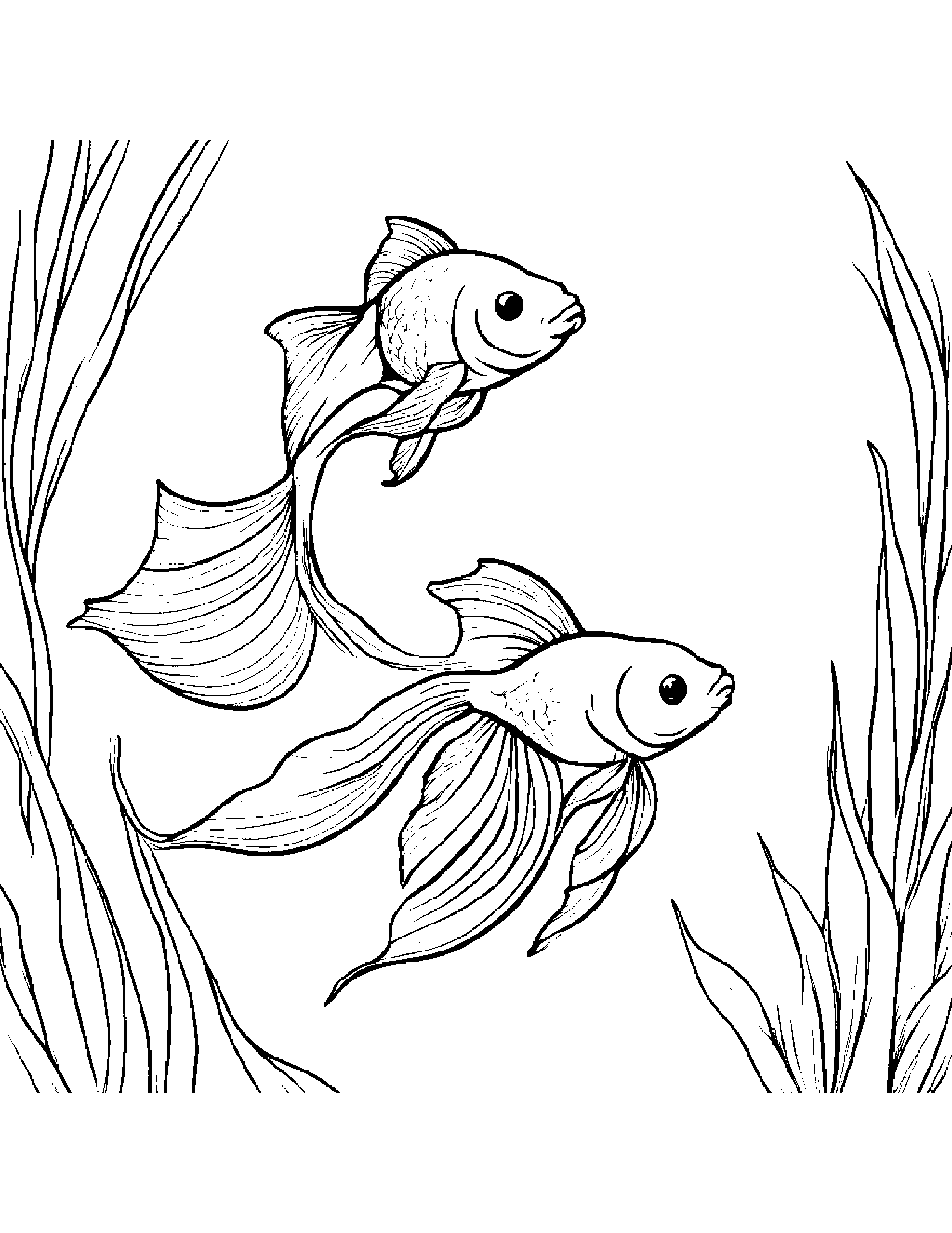 Goldfish With A Soft Scarf #5 Coloring Page (Free Printable PDF)