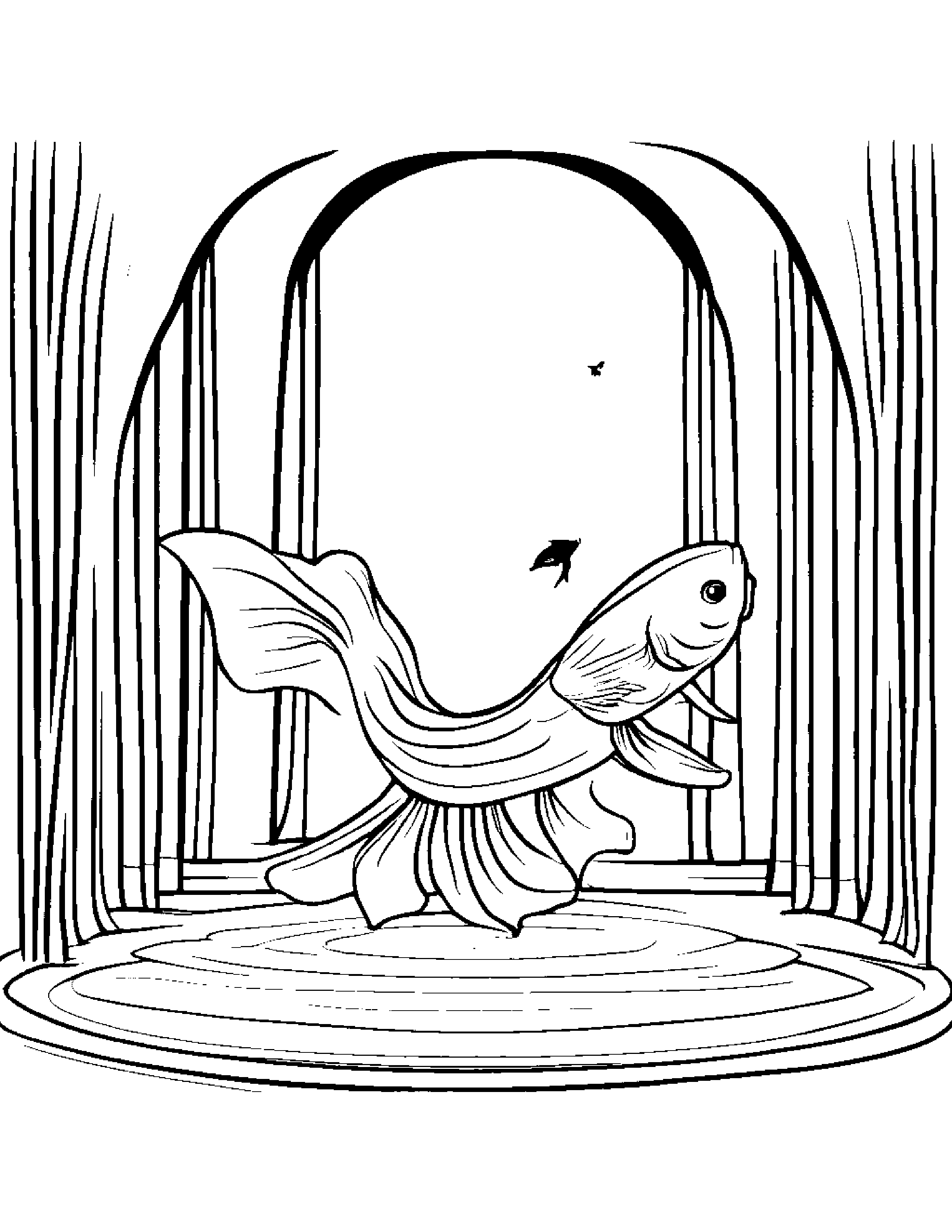 Goldfish With A Soft Scarf On A Music Stage #2 Coloring Page (Free Printable PDF)