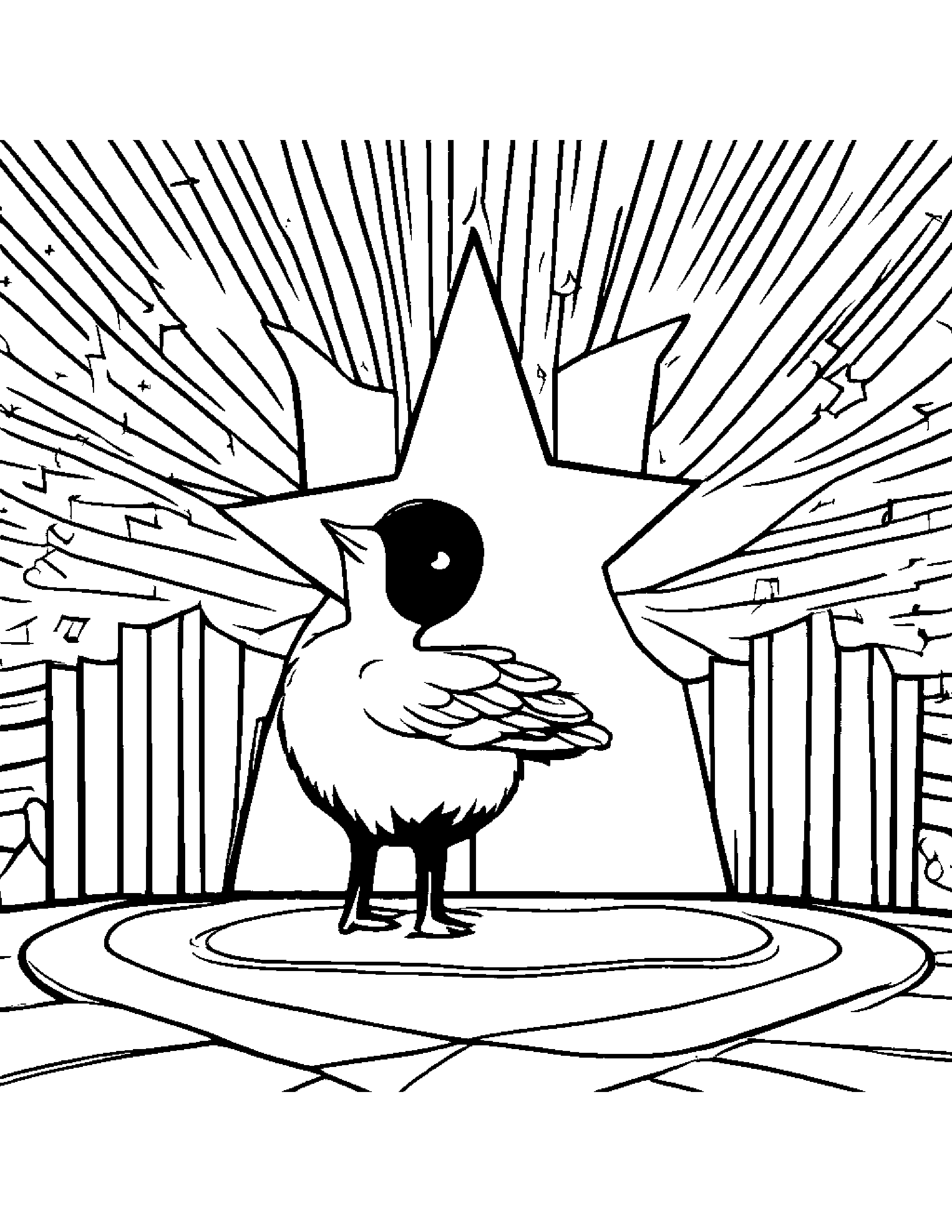 Gosling Painting A Star On A Music Stage #2 Coloring Page (Free Printable PDF)