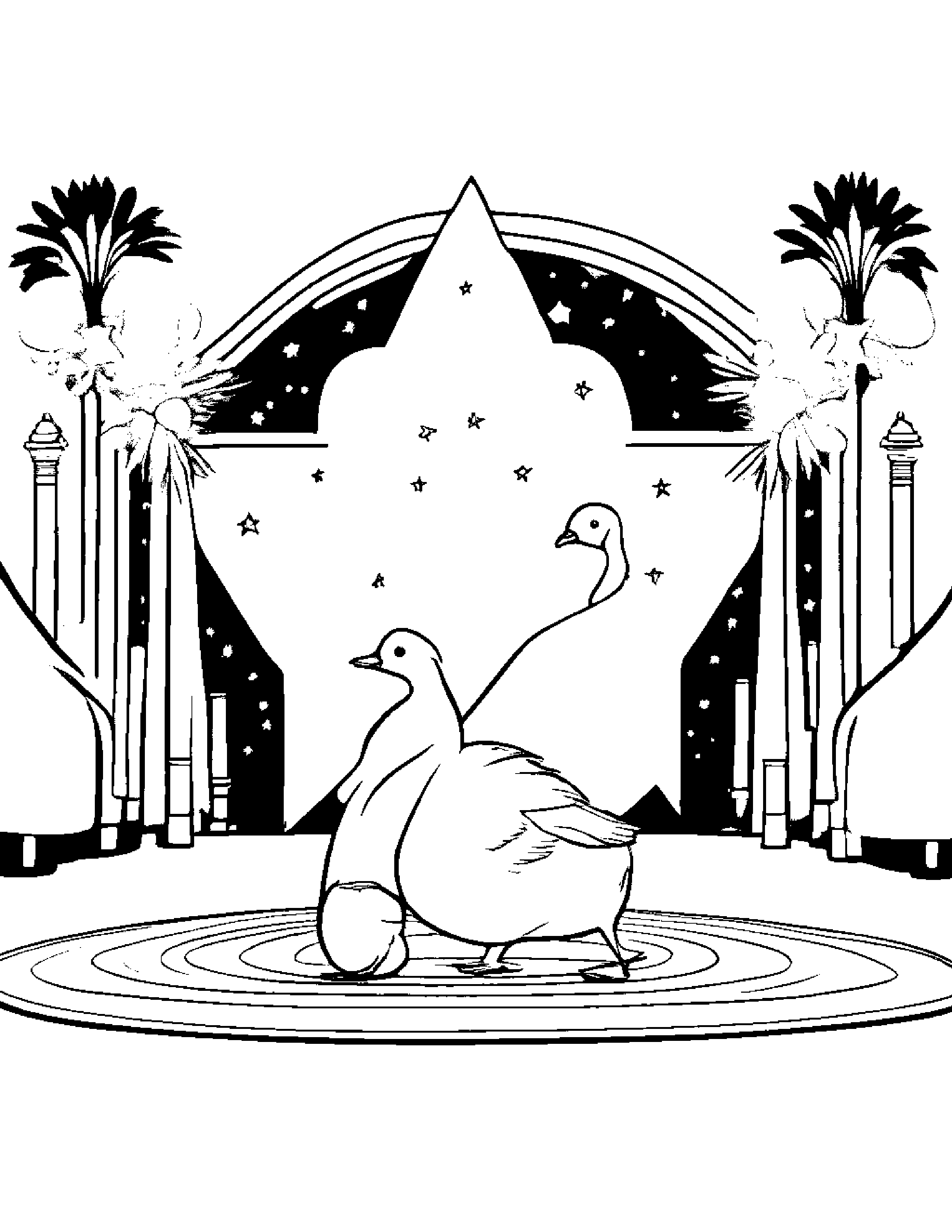 Gosling Painting A Star On A Music Stage Coloring Page (Free Printable PDF)