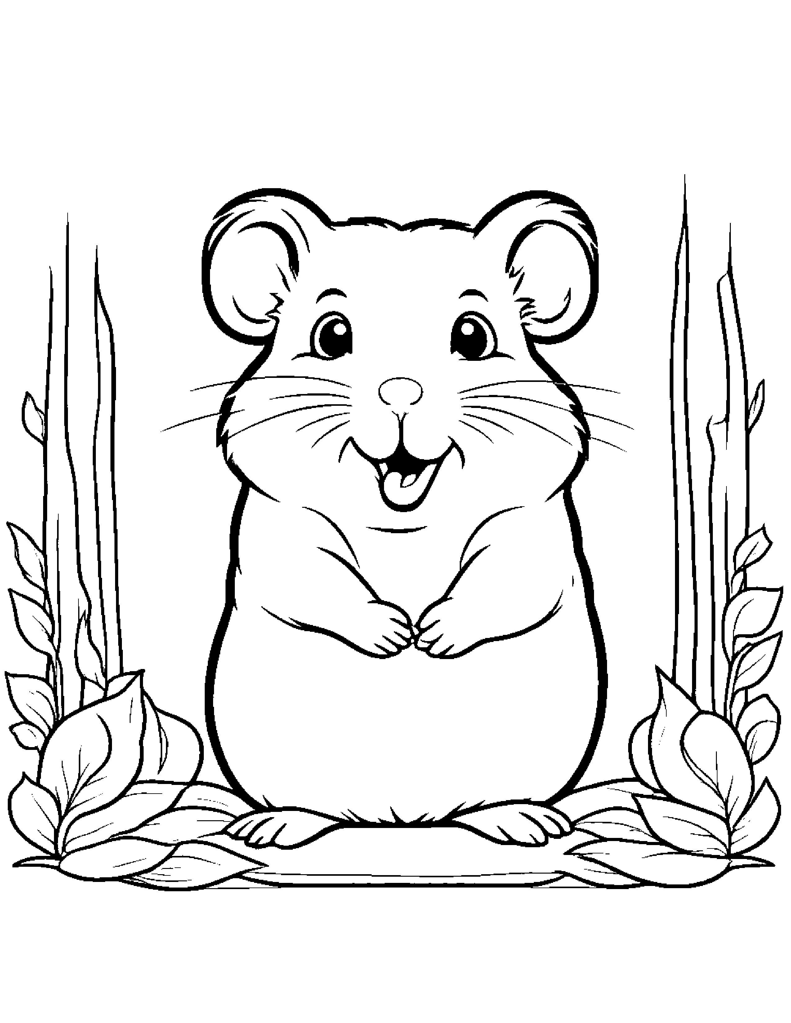 Hamster Singing #2 Coloring Page (Free Printable PDF)