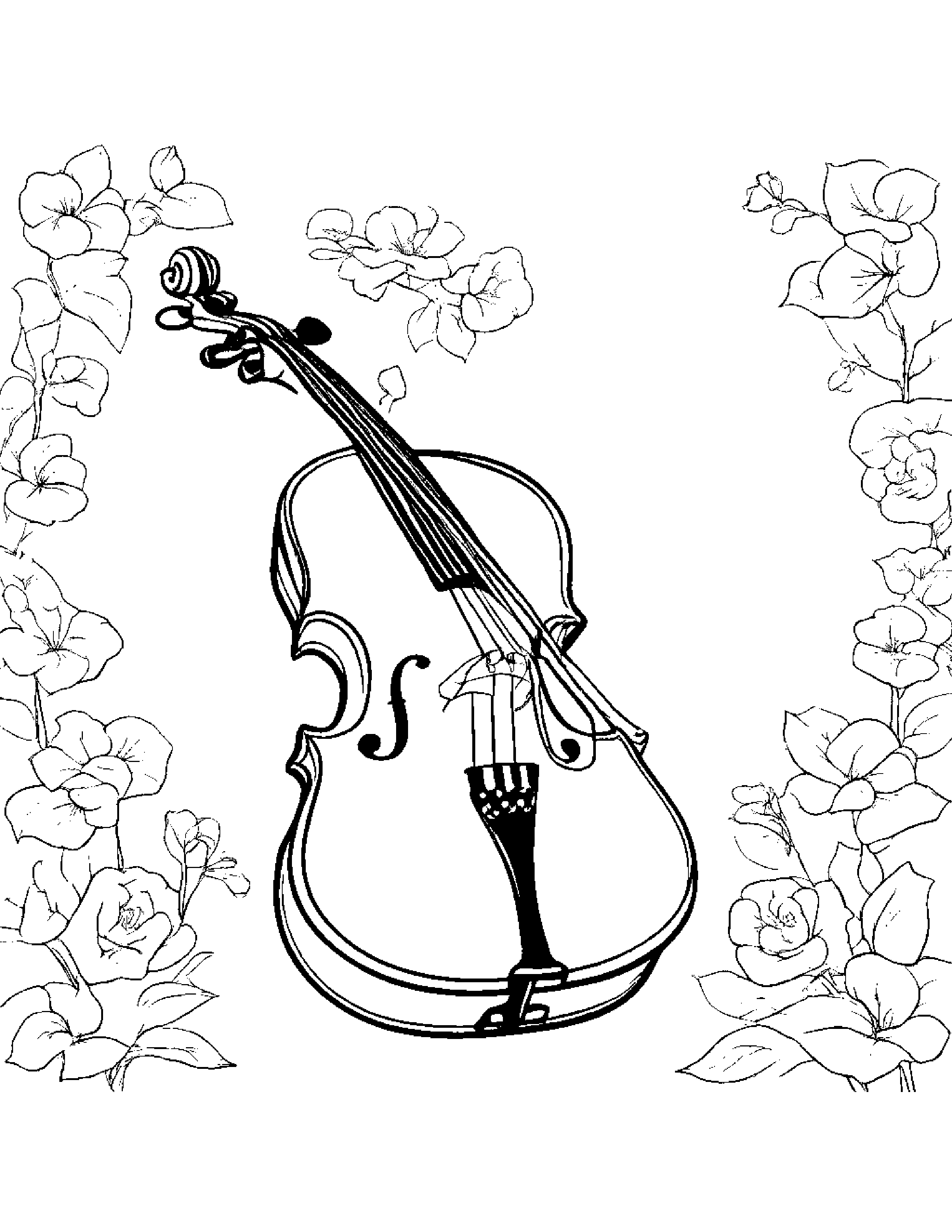 Happy Violin #2 Coloring Page (Free Printable PDF)