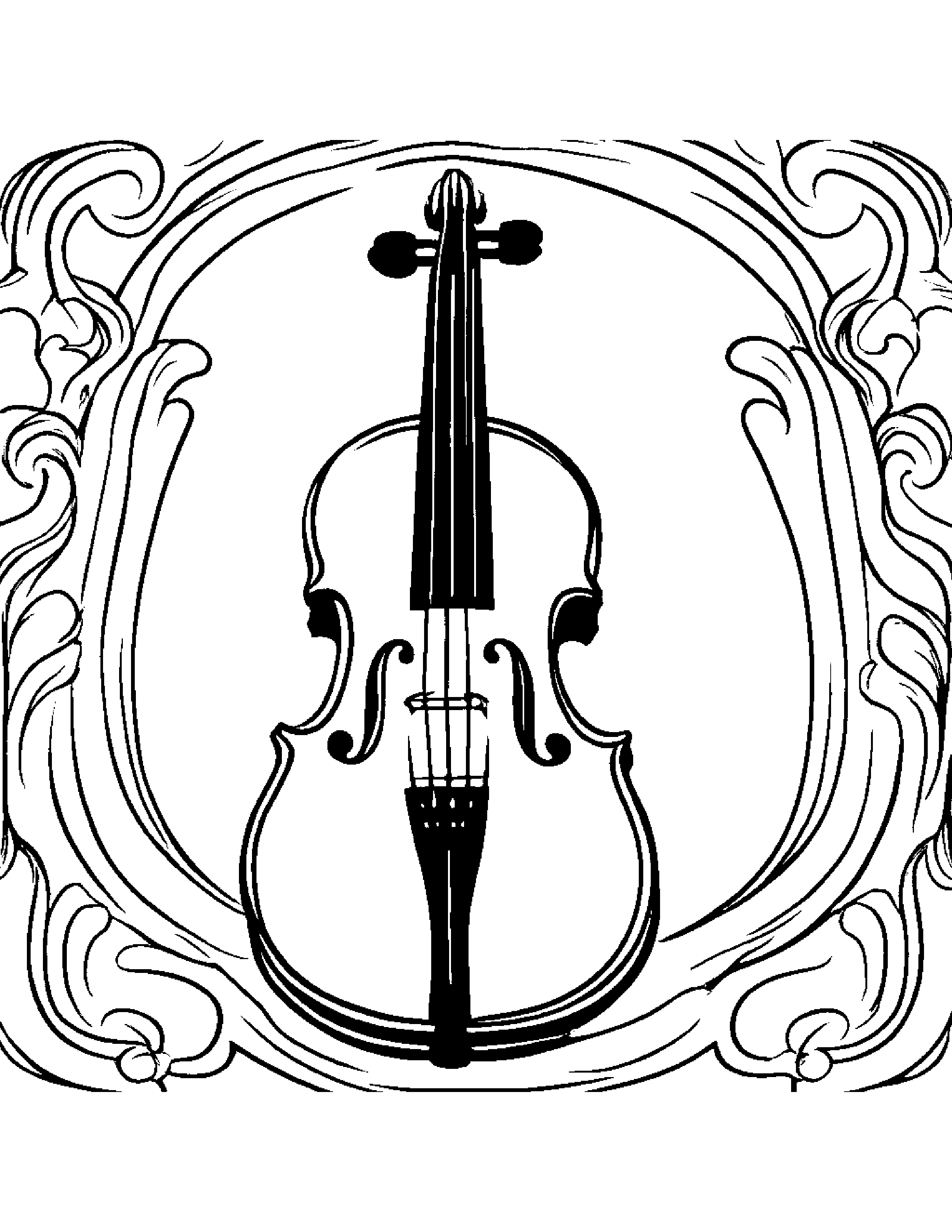Happy Violin #3 Coloring Page (Free Printable PDF)