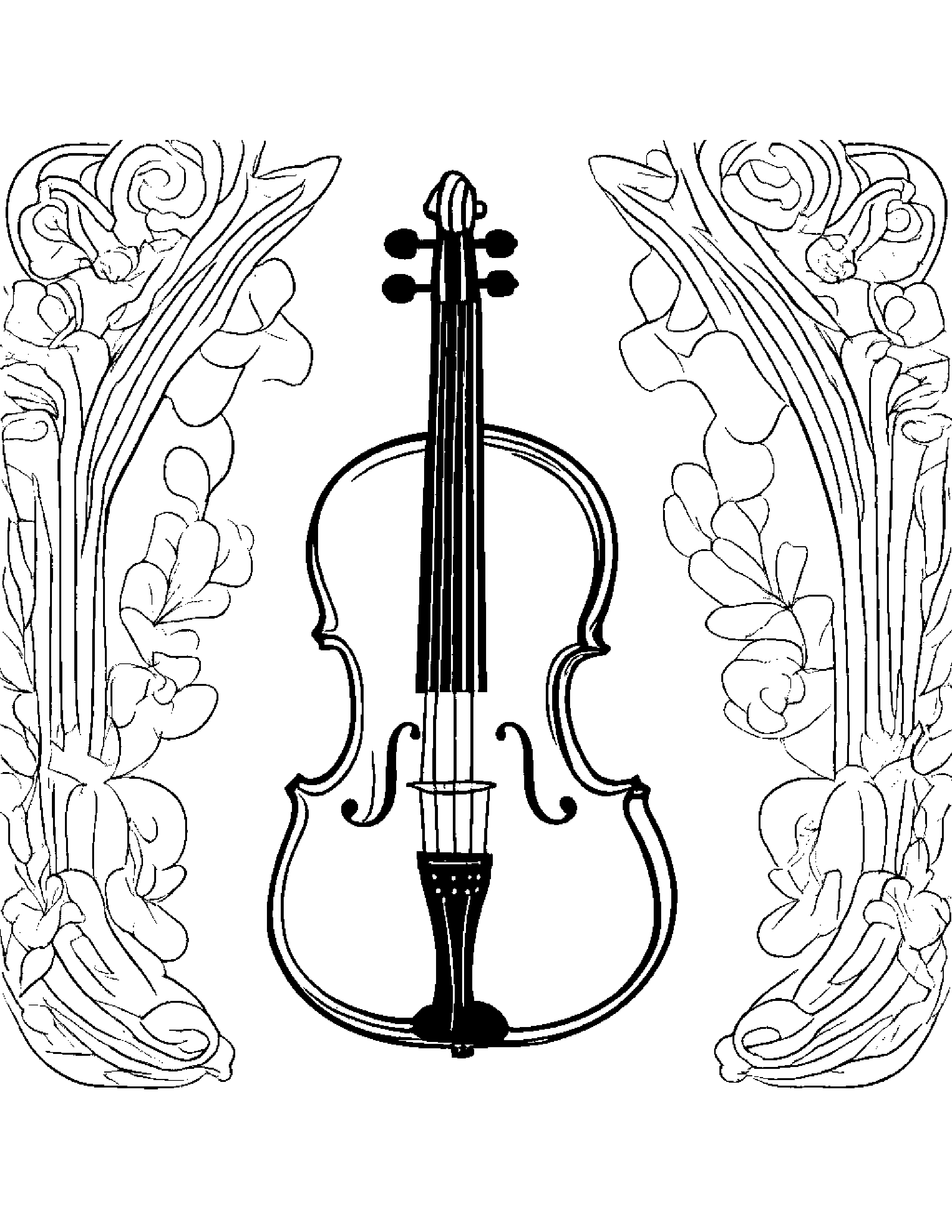 Happy Violin #4 Coloring Page (Free Printable PDF)